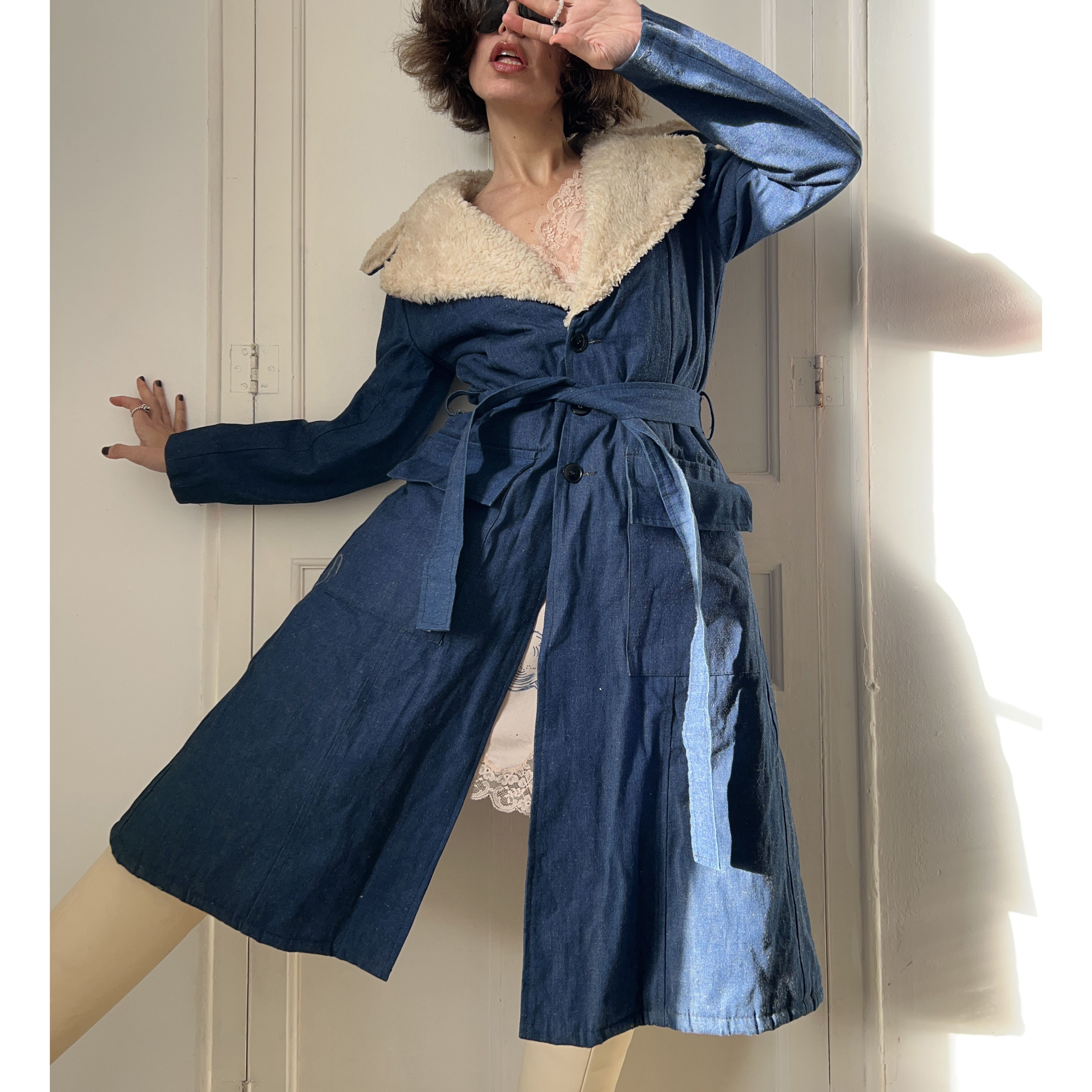 Vintage Vintage 70s Penny Lane Denim Coat Size S / US 4 / IT 40 - 5 Thumbnail