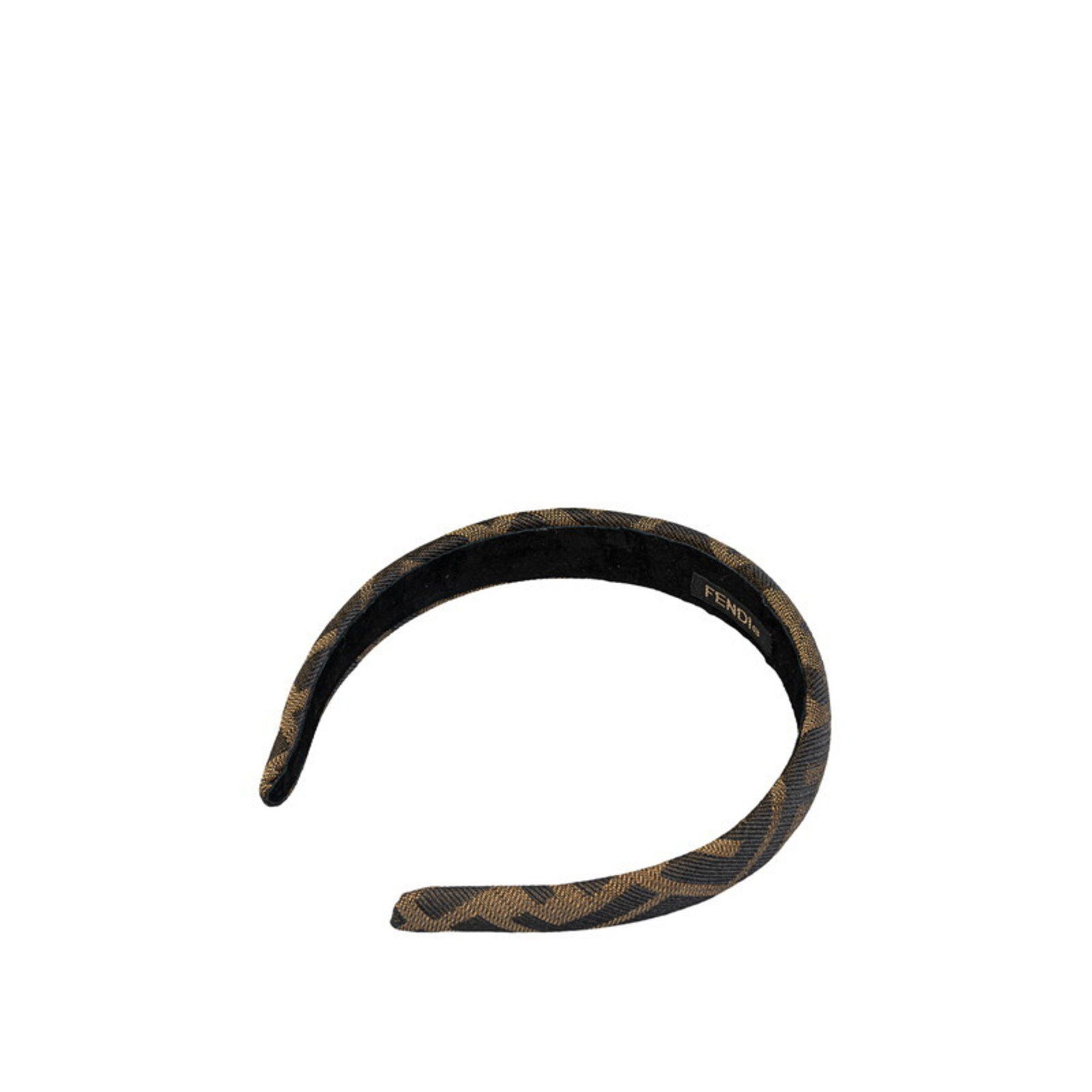 image of Fendi Zucca Hair Headband Brown Black Canvas Women's