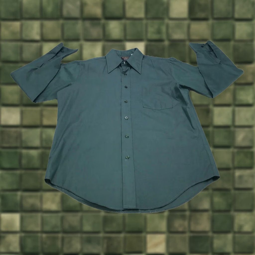 Vintage VINTAGE Towncraft Button-Up Shirt Mens Green 60s 70s Barrel Cuff No Iron Regular M Size US M / EU 48-50 / 2 - 1 Thumbnail