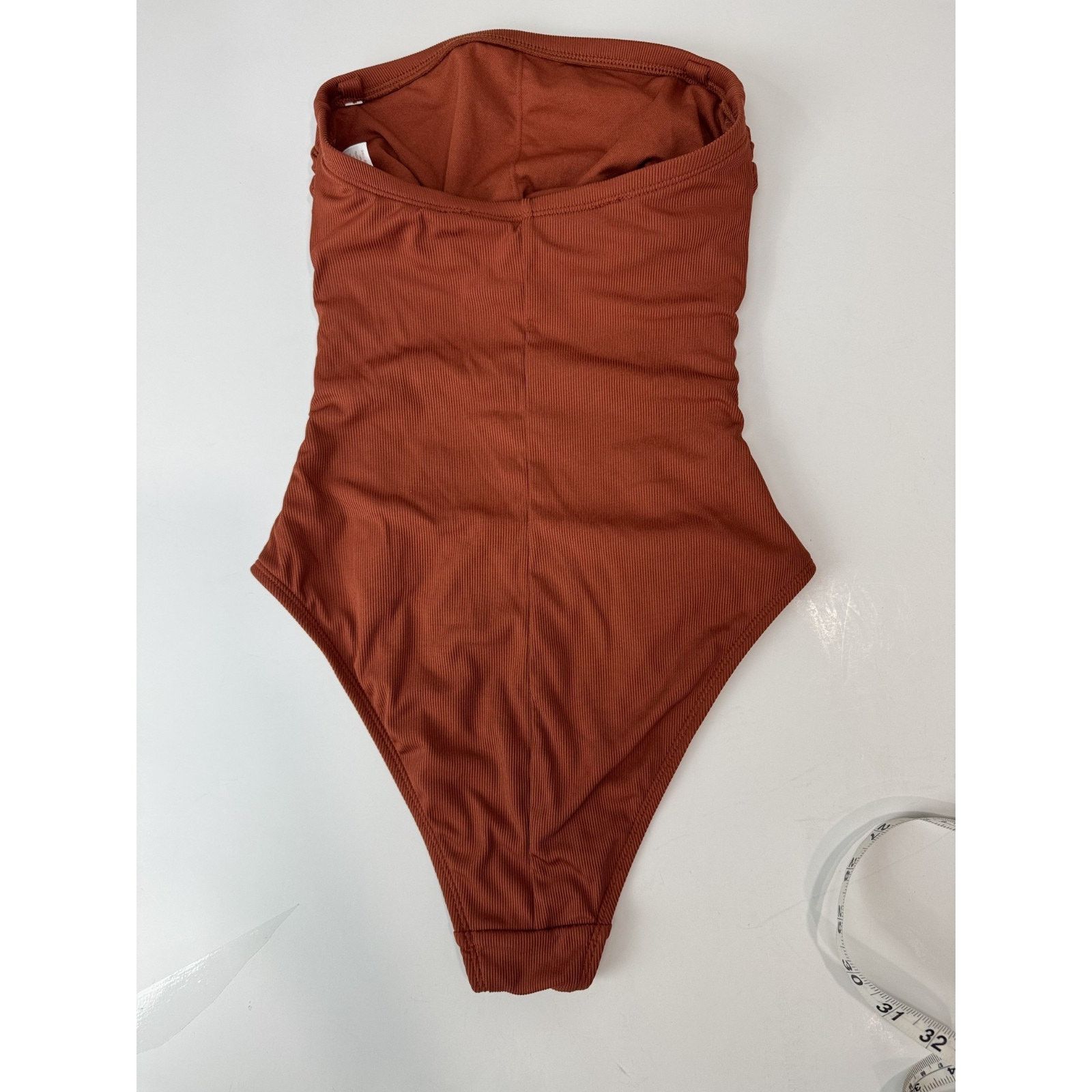 Other Shade & Shore Shirred One-Piece Swimsuit Strapless Rust XS Size XS / US 0-2 / IT 36-38 - 3 Thumbnail