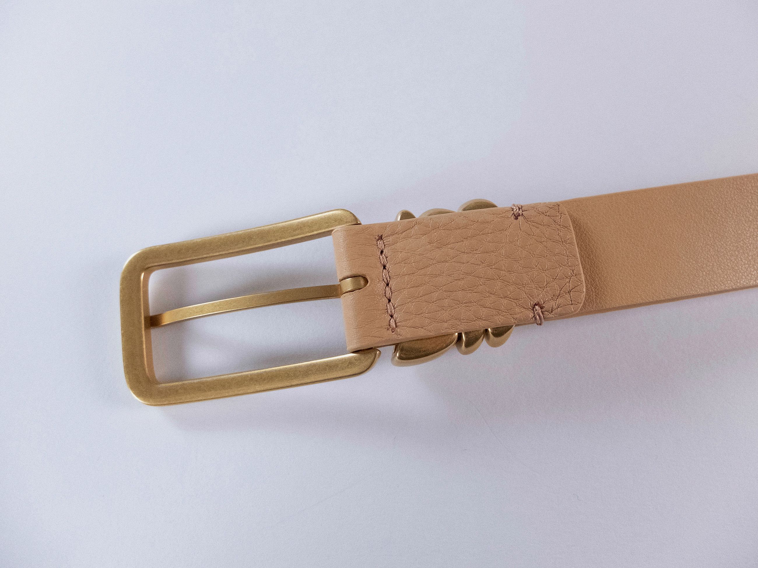 Bottega Veneta BOTTEGA VENETA almond beige leather belt with gold buckle 75 Size ONE SIZE - 3 Thumbnail