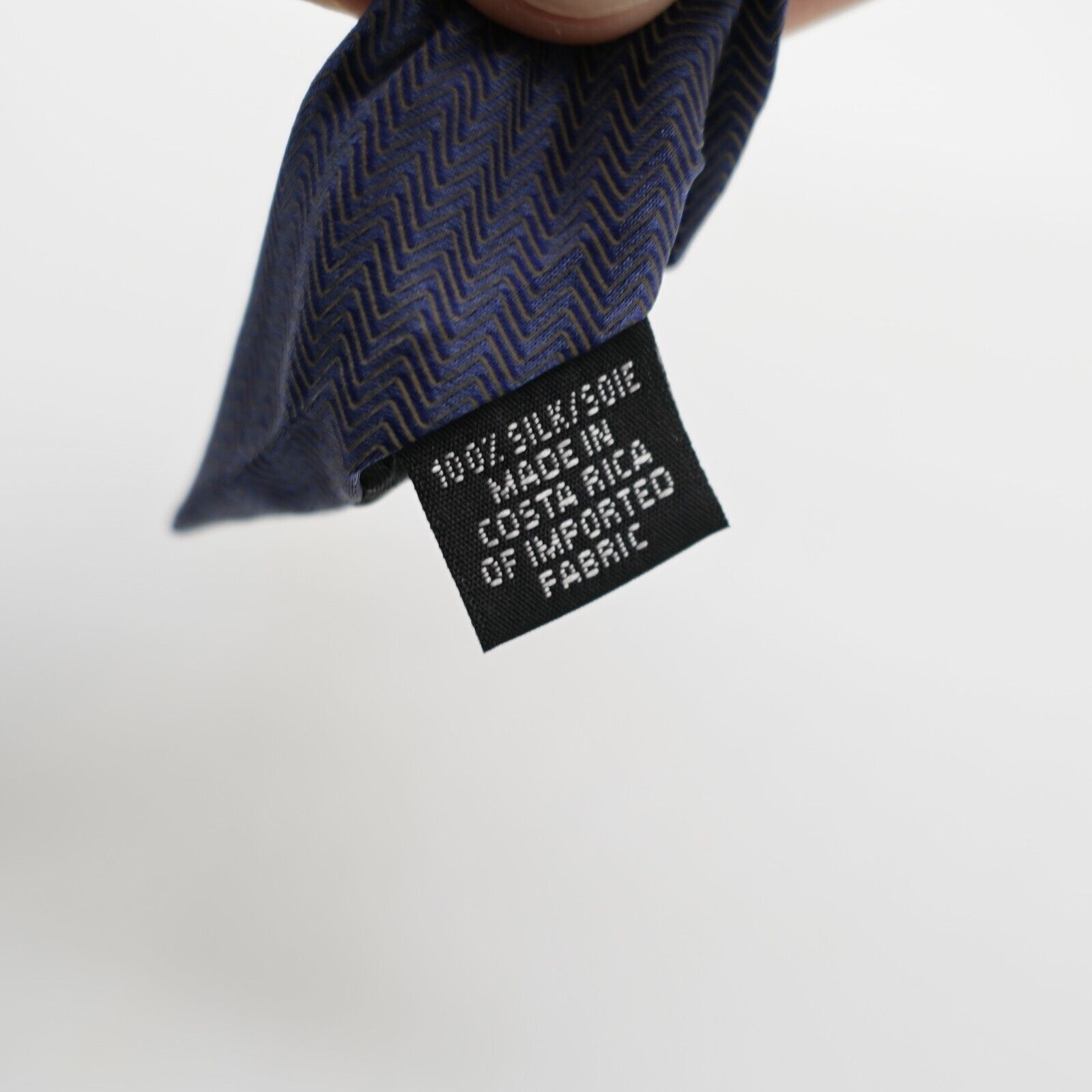 DKNY Dkny Blue Brown Squigly Herringbone Print Wide Silk Tie Size ONE SIZE - 6 Thumbnail