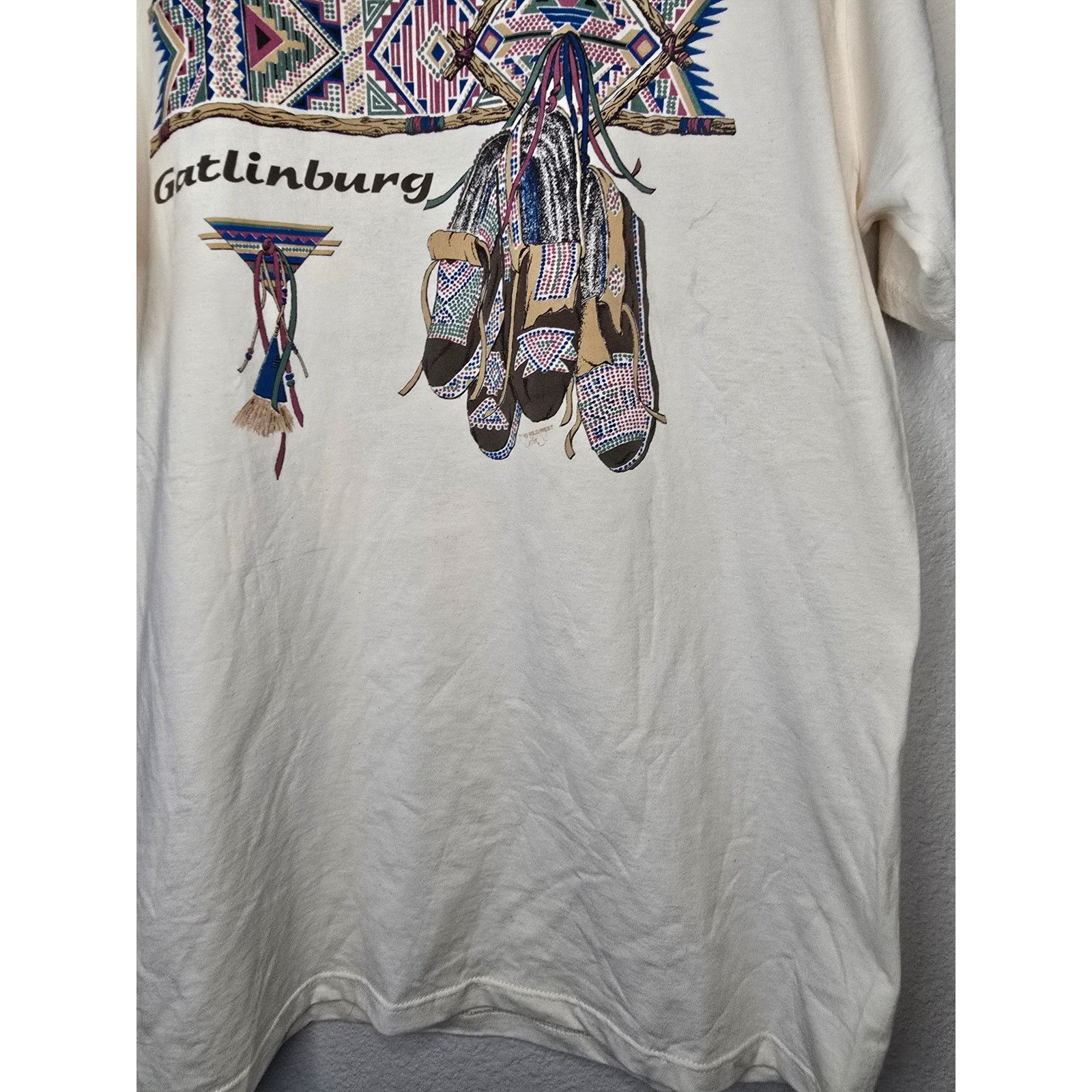 Jerzees × Vintage Vintage Gatlinburg Shirt Tribal Art Outdoor Elk Cream L Tee Size US L / EU 52-54 / 3 - 6 Thumbnail