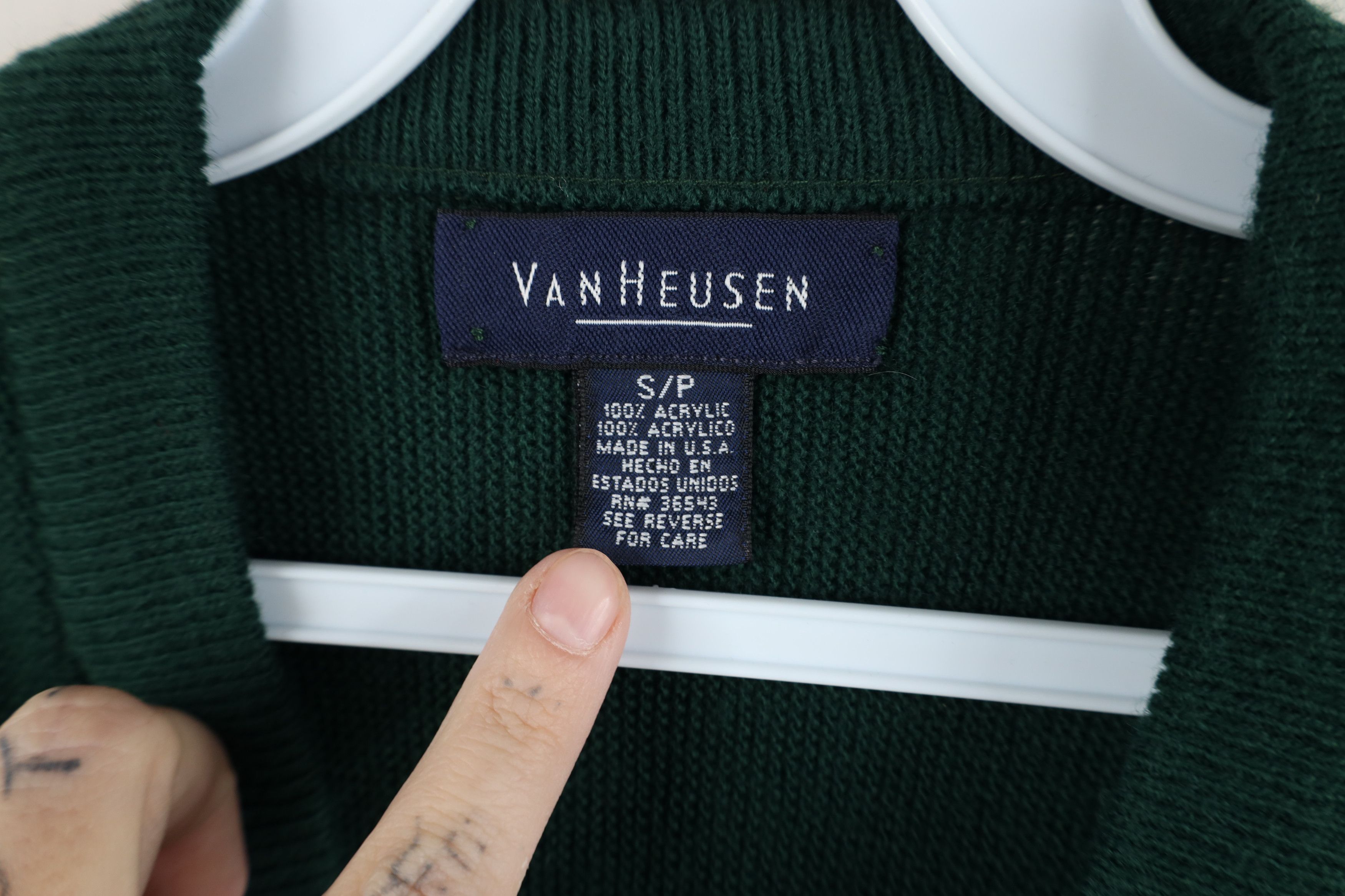 Vintage Vintage 90s Streetwear Blank Knit V-Neck Sweater Green USA Size US S / EU 44-46 / 1 - 6 Thumbnail