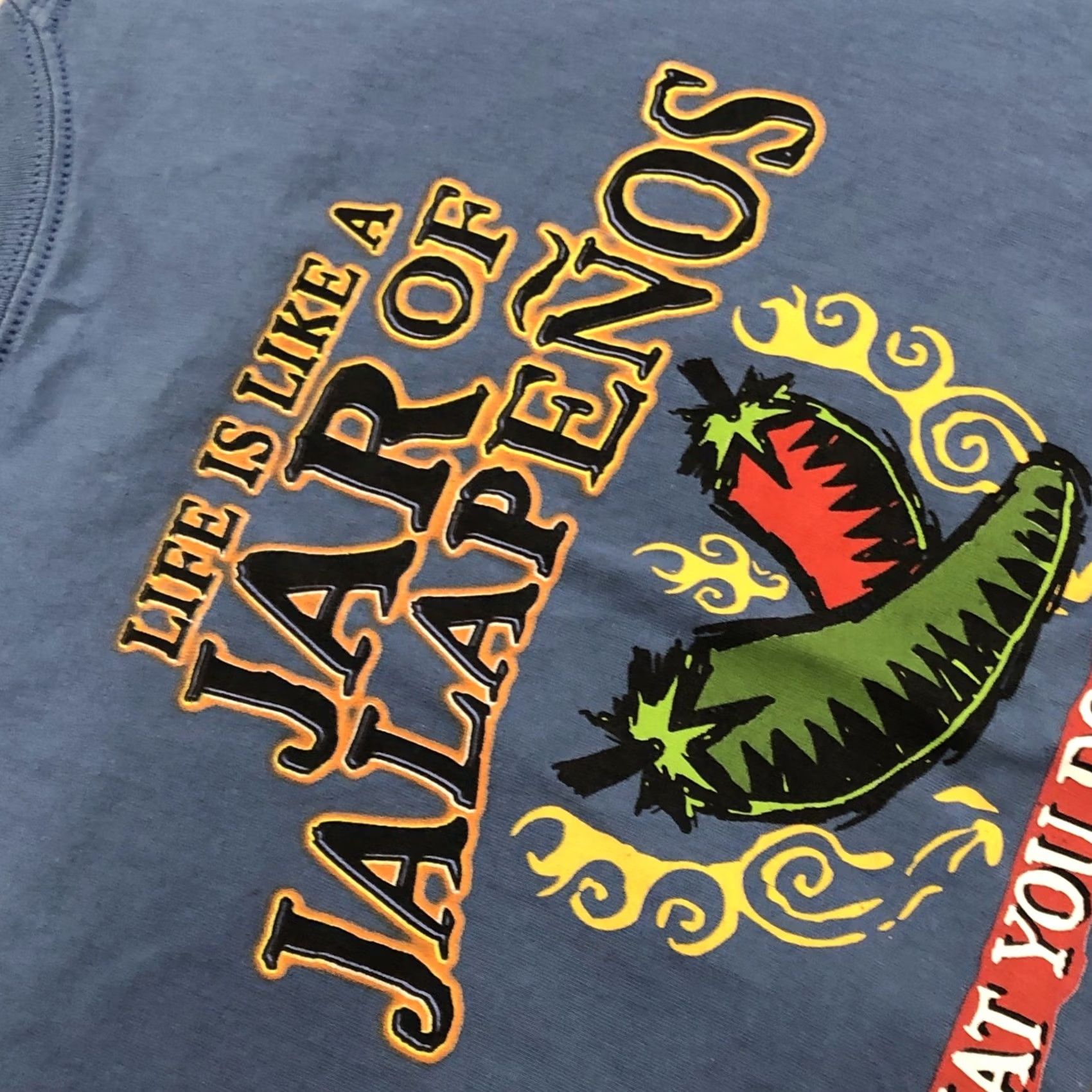 Big Dogs VINTAGE Men's Big Dogs Graphic T-Shirt Life is like a Jar of Jalapenos.. Blue L Mens Size US L / EU 52-54 / 3 - 6 Thumbnail