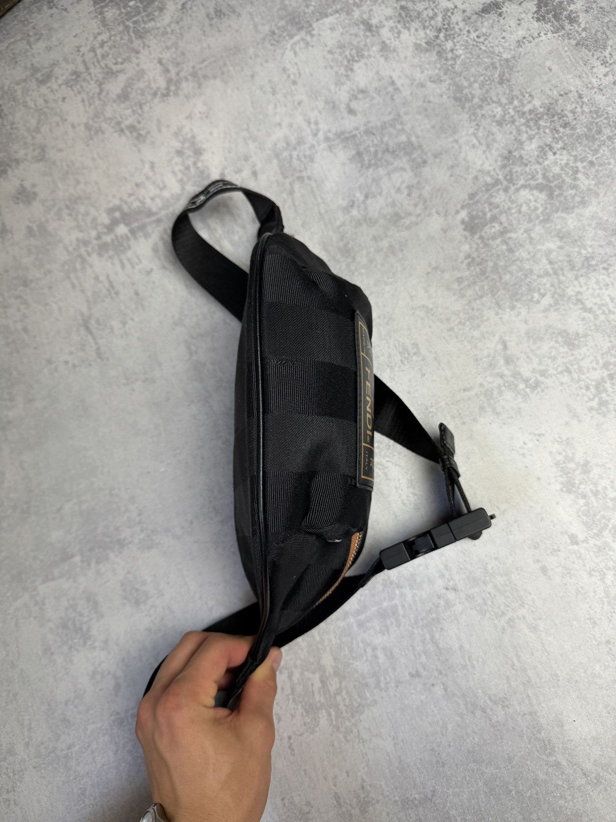 Fendi Nylon Pouch Luxury Sling Logo Banan Shoulder Y2K Bag
