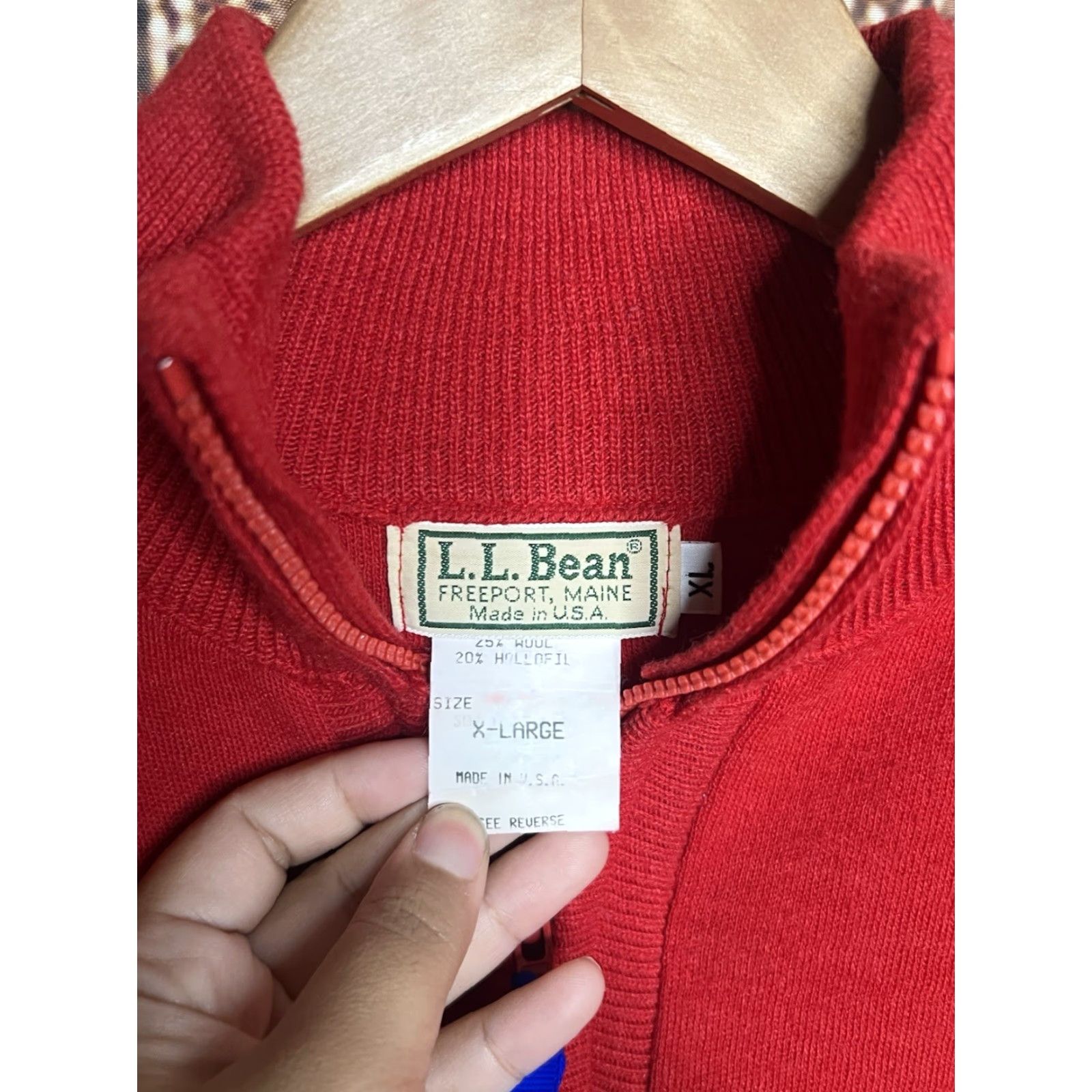 Vintage VINTAGE L.L. Bean Sweater Fisherman Wool High Trek Mens XL Red USA Pullover Heavyweight Knit Size US XL / EU 56 / 4 - 3 Thumbnail