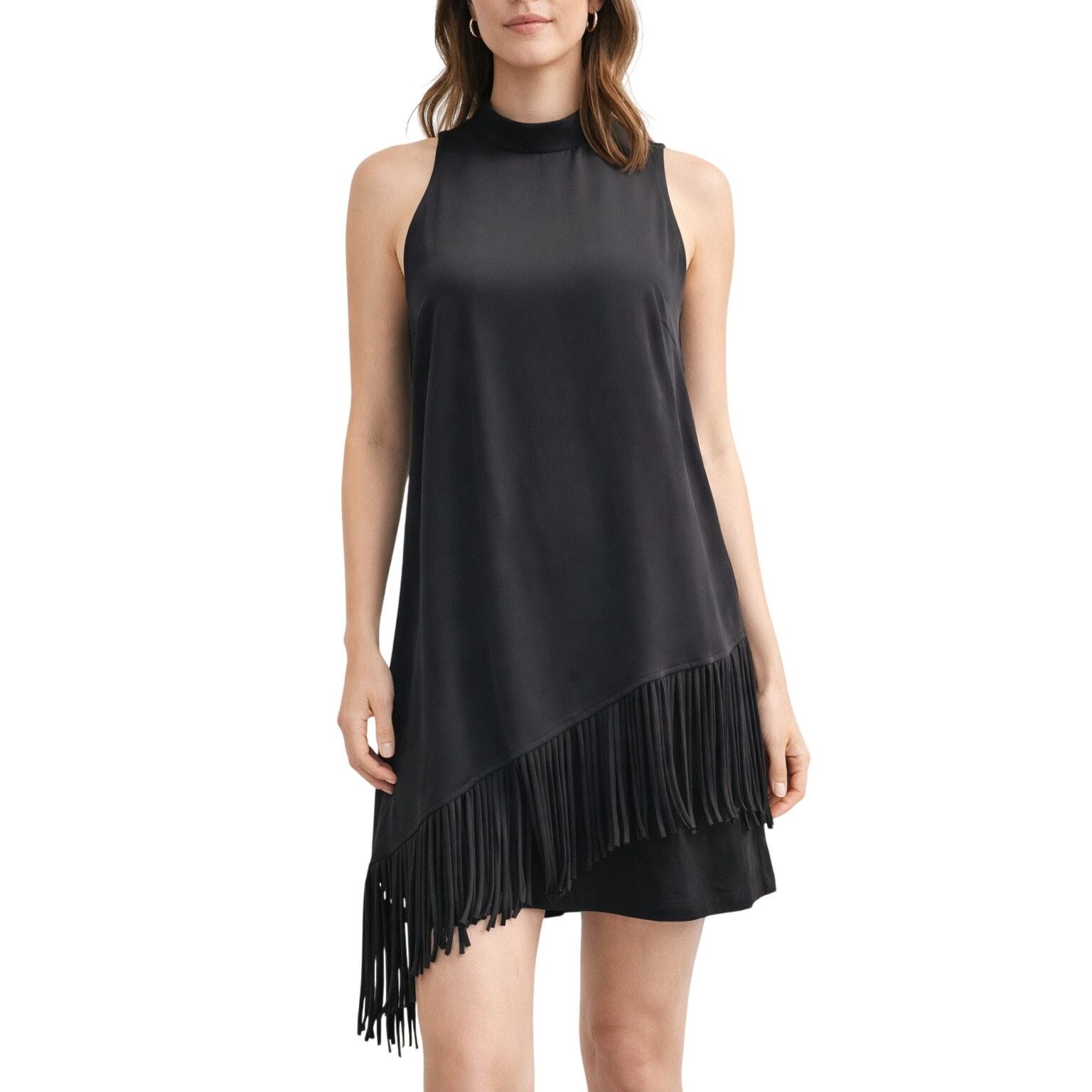 Other Naked Zebra Black Sleeveless Asymmetrical Fringe Dress Sz M Size M / US 6-8 / IT 42-44 - 1 Thumbnail