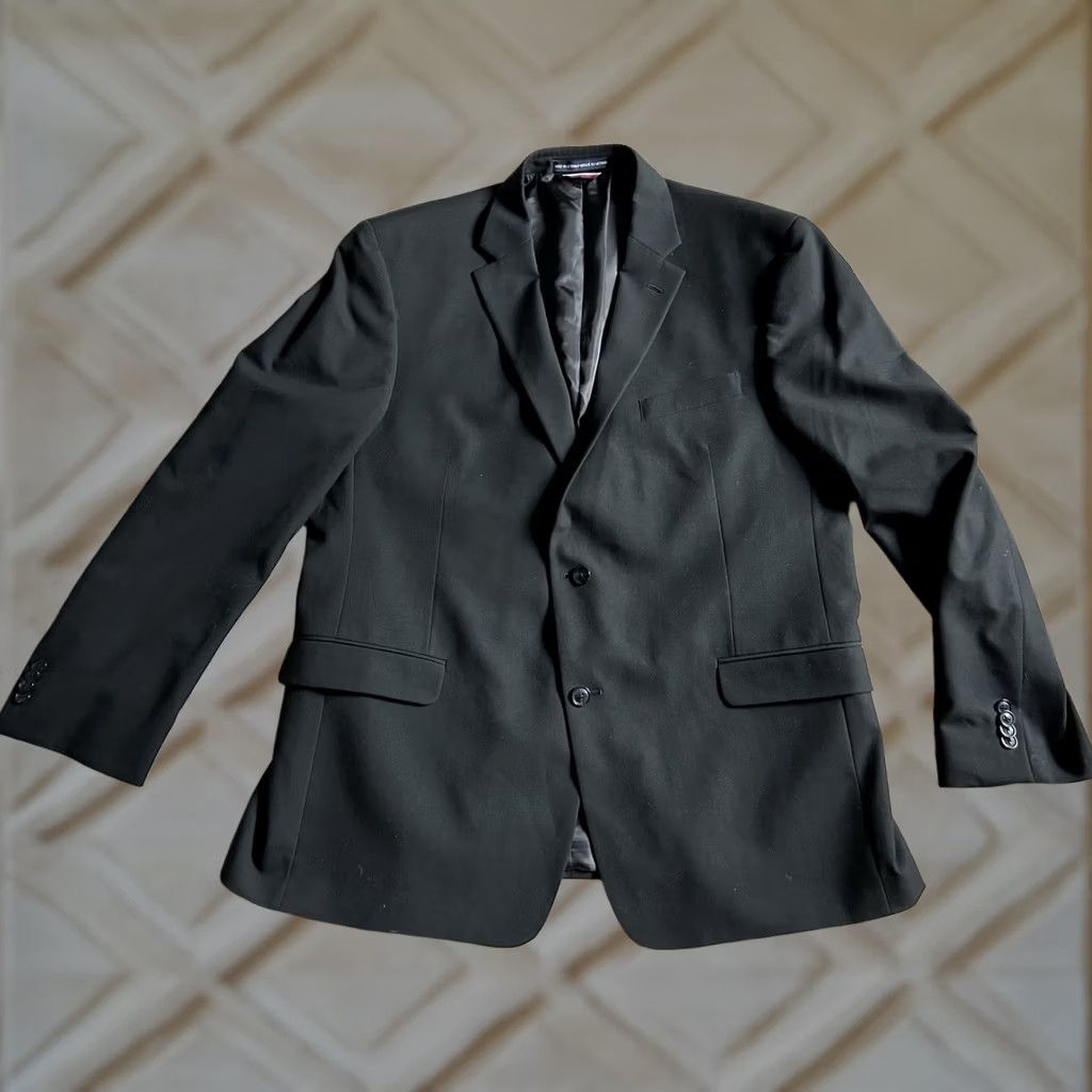 Tommy Hilfiger Tommy Hilfiger Black Blazer Mens 46R Sport Coat Two-Button Jacket Notch Lapel Four-Button Sleeve Double-Vented Regular Fit Dress Coat Size 46R - 1 Thumbnail