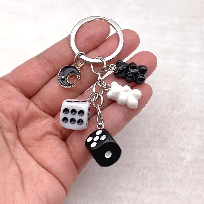 Jewelry Dice Bear Moon Keychain Cute Size ONE SIZE - 1 Preview