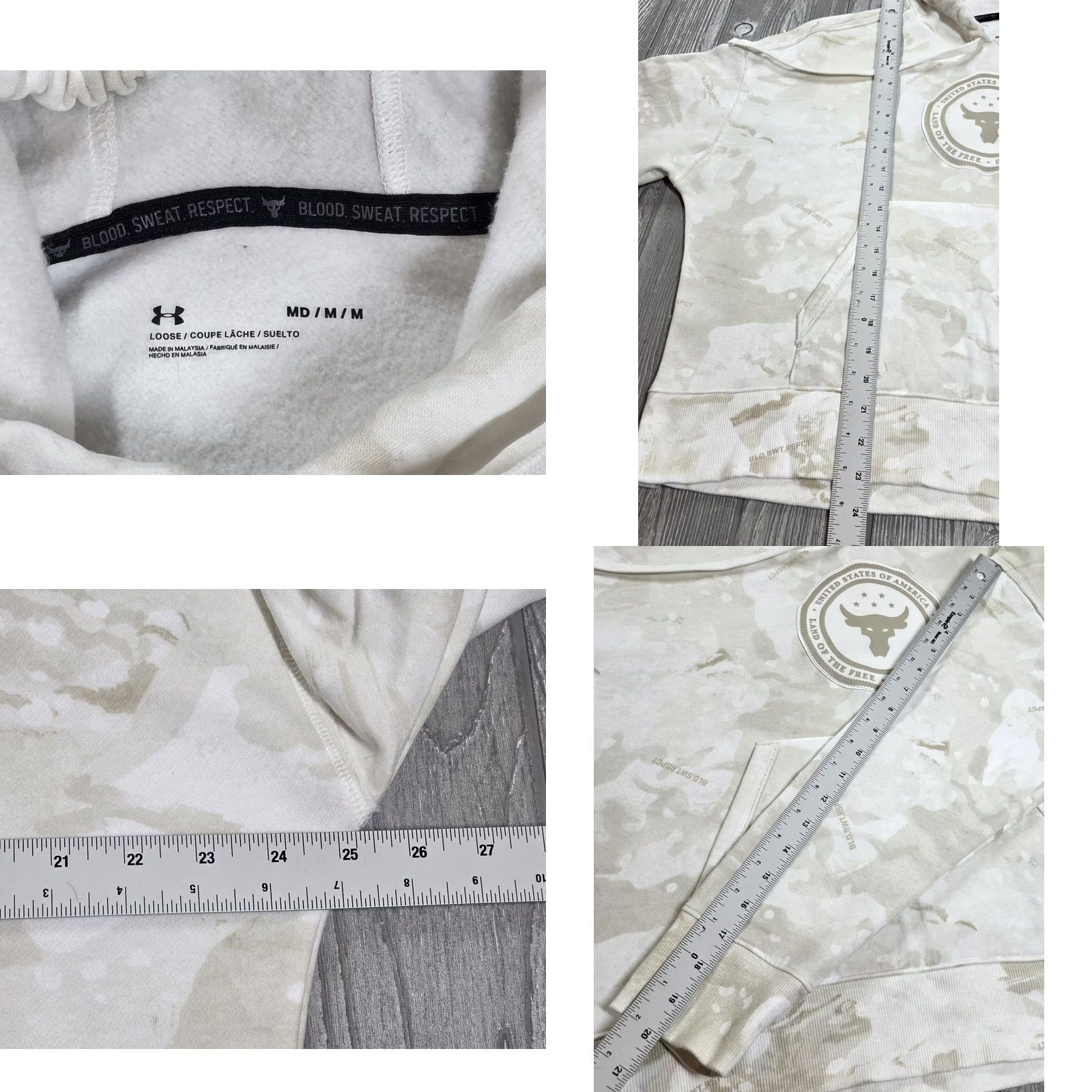 Under Armour VINTAGE Under Armour Project Rock Hoodie Women M Ivory Beige Camo Veterans Day Fleece Size M / US 6-8 / IT 42-44 - 9 Thumbnail