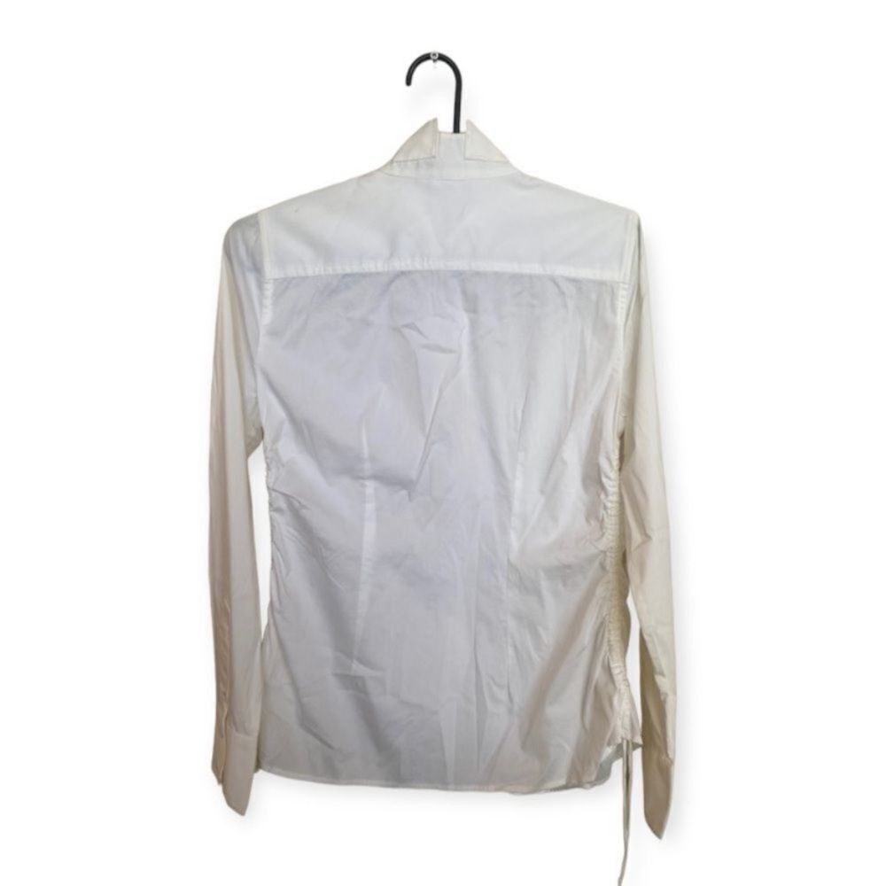 Bcbgmaxazria BCBG Max Azria White Button Down Shirt Women’s Small Tie Det Size S / US 4 / IT 40 - 2 Thumbnail