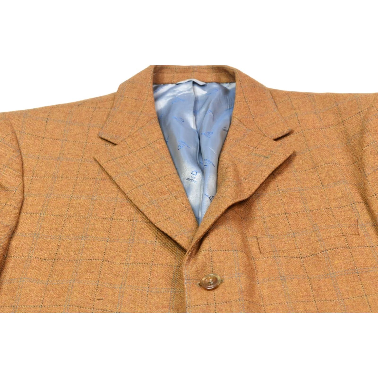 Vintage Tom Barnett Dormeuil Derby Blazer Mens 42 Brown Blue Windowpane Wool 3-Button Blazer Mens 42 Brown Windowpane Wool Derby Blazer Size 42R - 3 Thumbnail