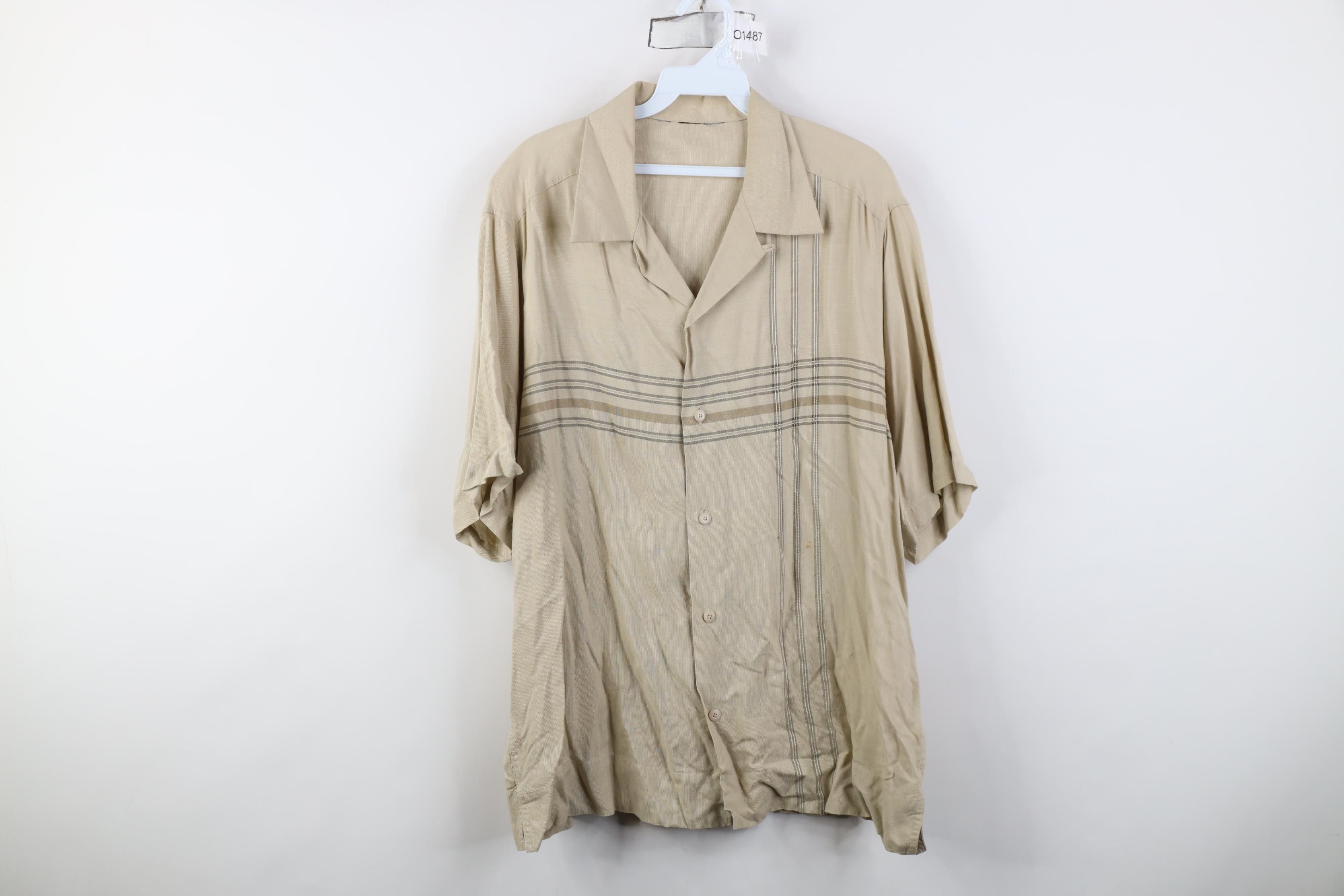 Vintage Vintage 90s Rockabilly Gabardine Looped Collar Button Shirt Size US L / EU 52-54 / 3 - 1 Thumbnail