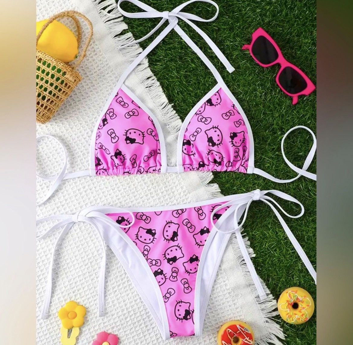 Other NWOT Hello Kitty Triangle String Bikini Set Size ONE SIZE - 2 Thumbnail