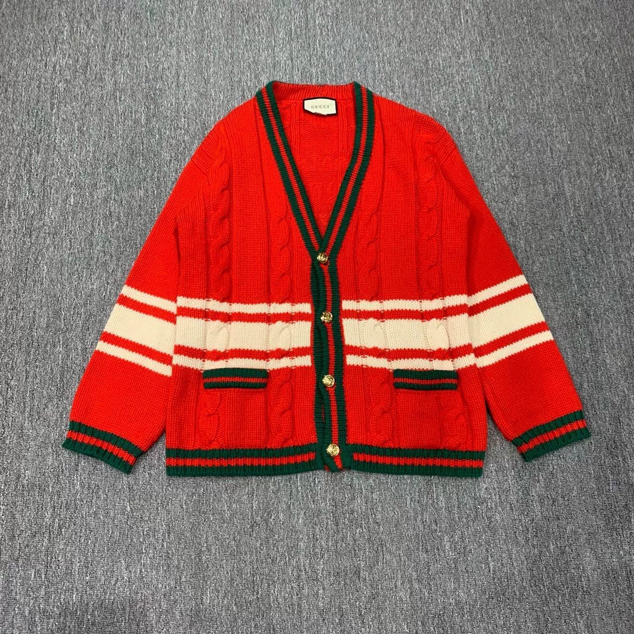 Gucci Gucci Red Slogan Knit Cardigan Size S / US 4 / IT 40 - 1 Thumbnail