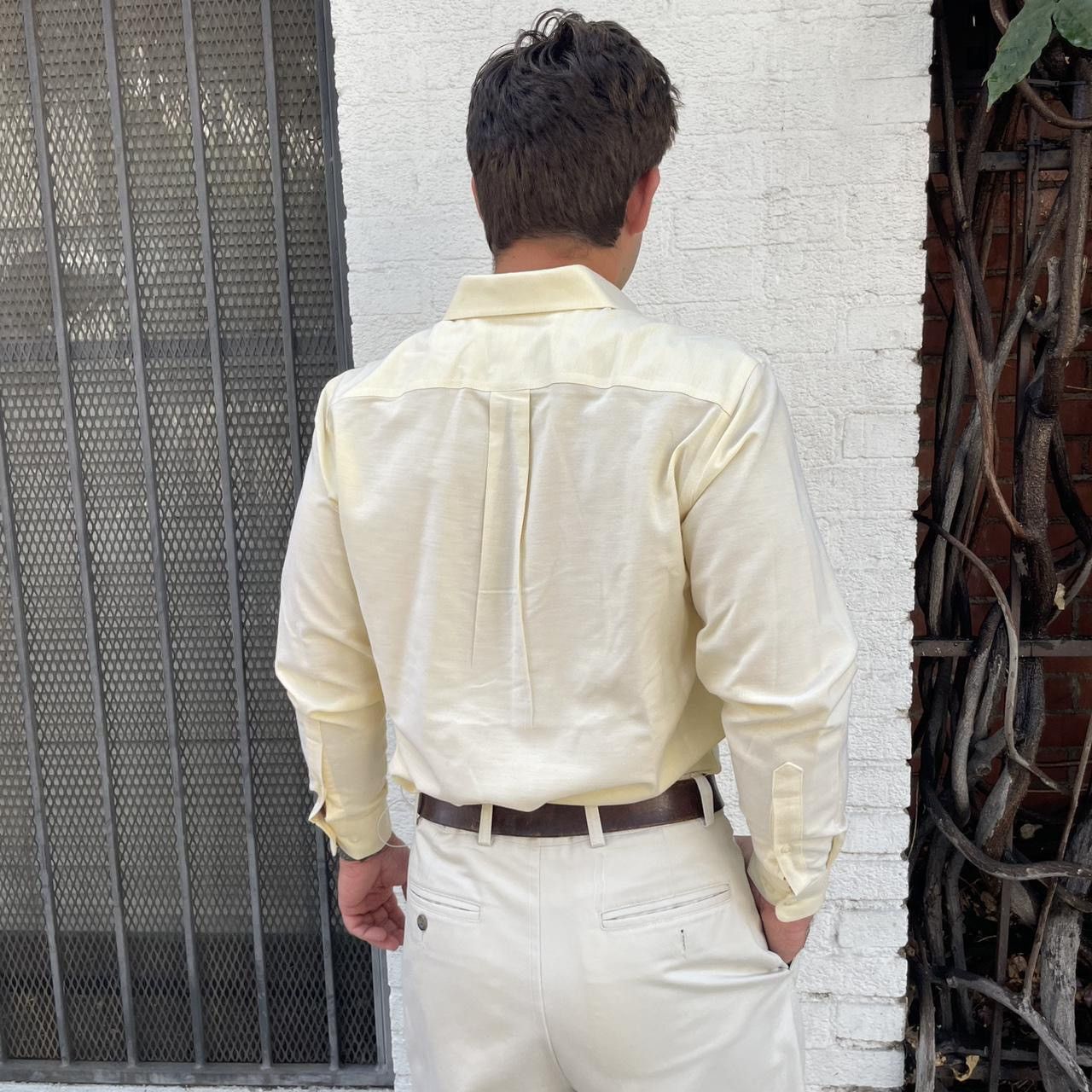 Stafford Stafford Yellow 80s style retro long sleeve button down shir Size US S / EU 44-46 / 1 - 3 Thumbnail