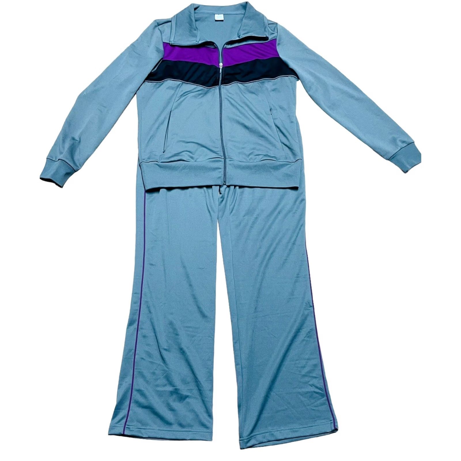 Vintage VINTAGE Lady Foot Locker Women's Tracksuit Full Zip Jacket XL Pants LG VTG Gray & Purple 90s Running & Jogging Womens Size 36" / US 14 / IT 50 - 2 Thumbnail