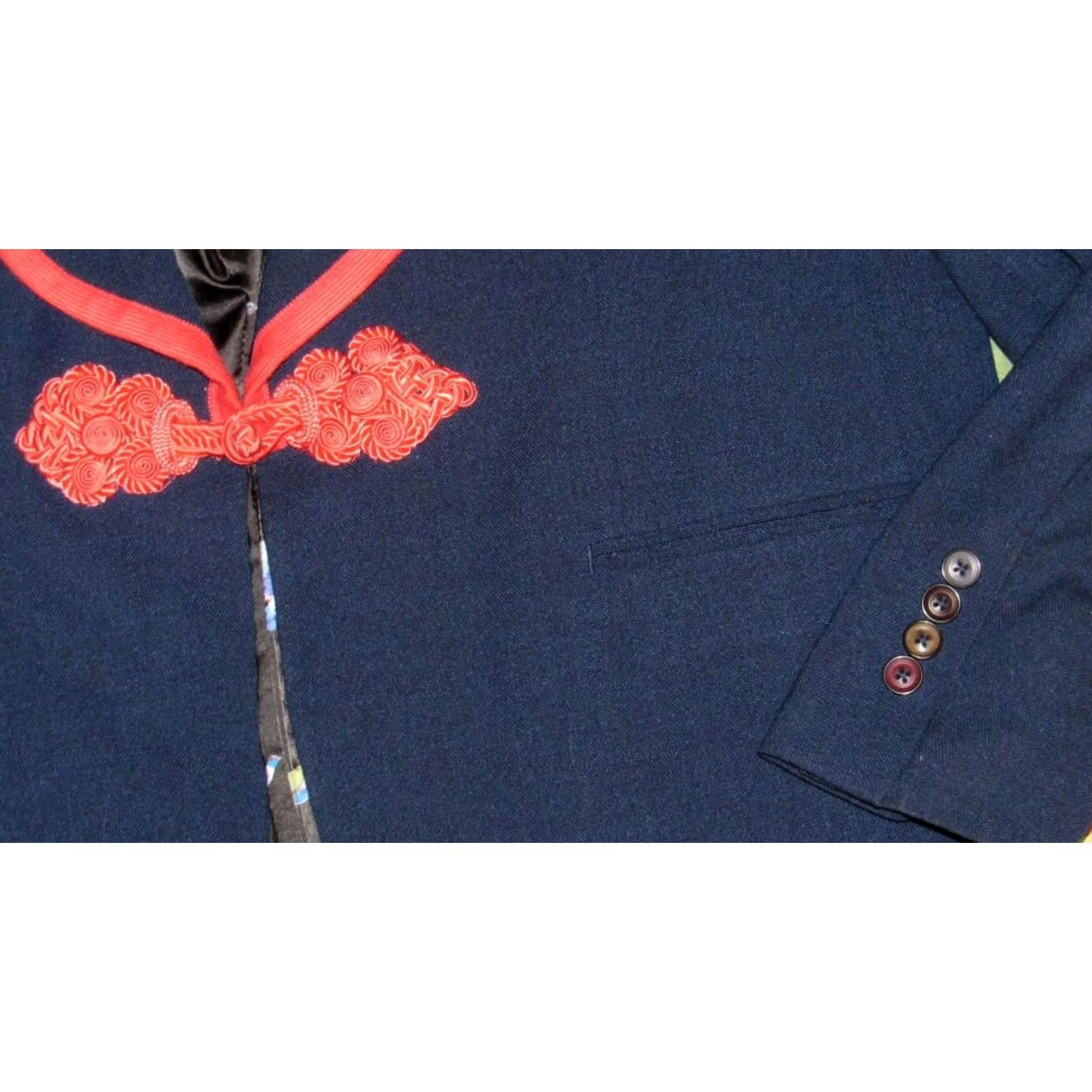 Tallia TALLIA Blazer Navy Blue Chinese Knotted Frog Buttons 46R Size 46R - 3 Thumbnail
