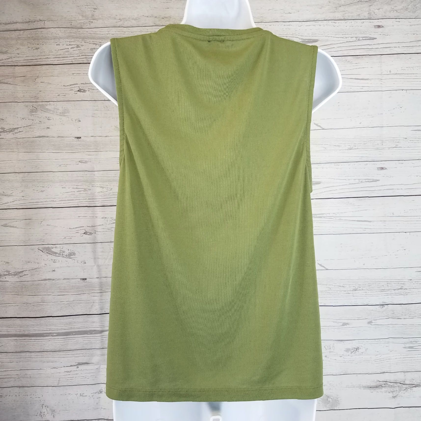 J.Crew J.CREW Womens Tank Top Drapey Ruffle Sz L Green Solid Polyester Blend Sleeveless Round Neck Shirt Womens Size L / US 10 / IT 46 - 3 Thumbnail