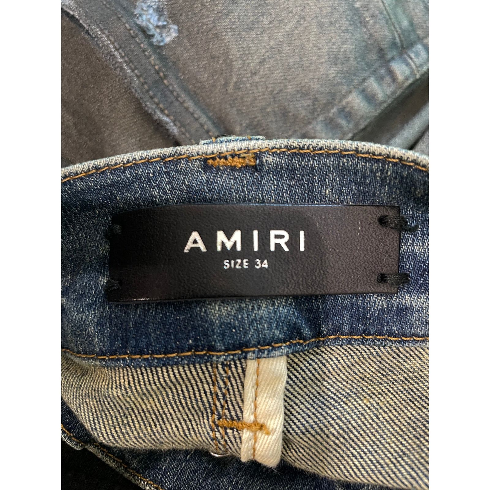 Amiri Amiri MX1 Wax White Wool Patch Blue Jeans Size US 34 / EU 50 - 6 Thumbnail