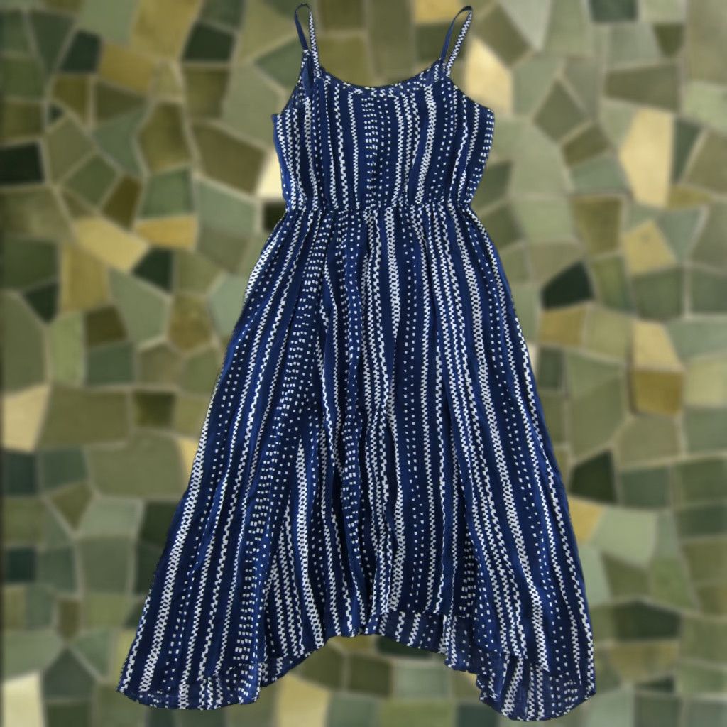 Vintage CAbi Dress Maxi Linen Rayon Blue White Polka Dot Sleeveless Spaghetti Strap Pocket Long Slip Tank M Women's Size M / US 6-8 / IT 42-44 - 1 Thumbnail
