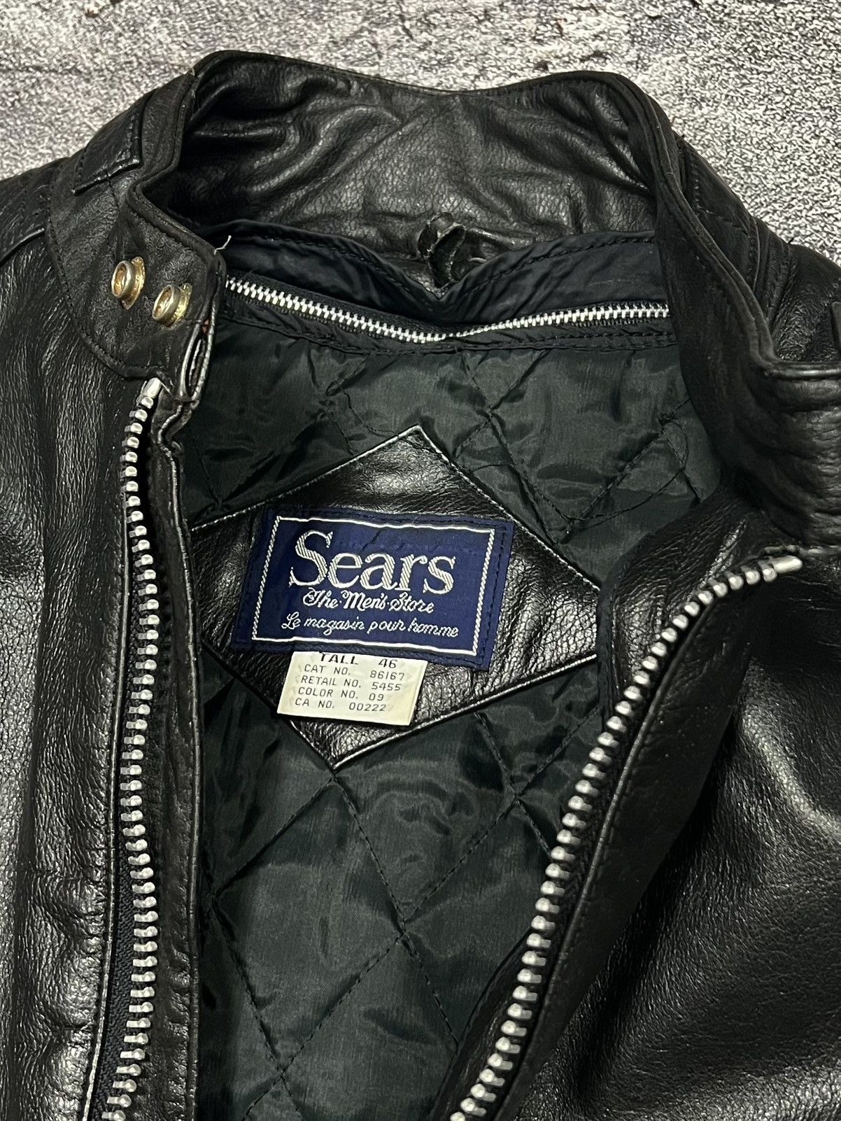 Sears × Vintage Vintage Sears Black Leather Racer Jacket Size US M / EU 48-50 / 2 - 8 Thumbnail