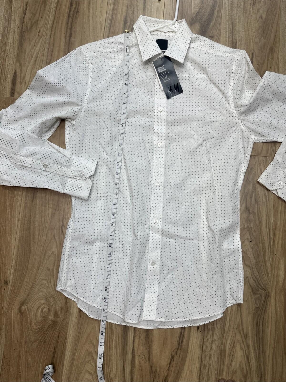 H&M HM Men Shirt With Button Up Collar Office White Slim Fit S Size US S / EU 44-46 / 1 - 8 Thumbnail