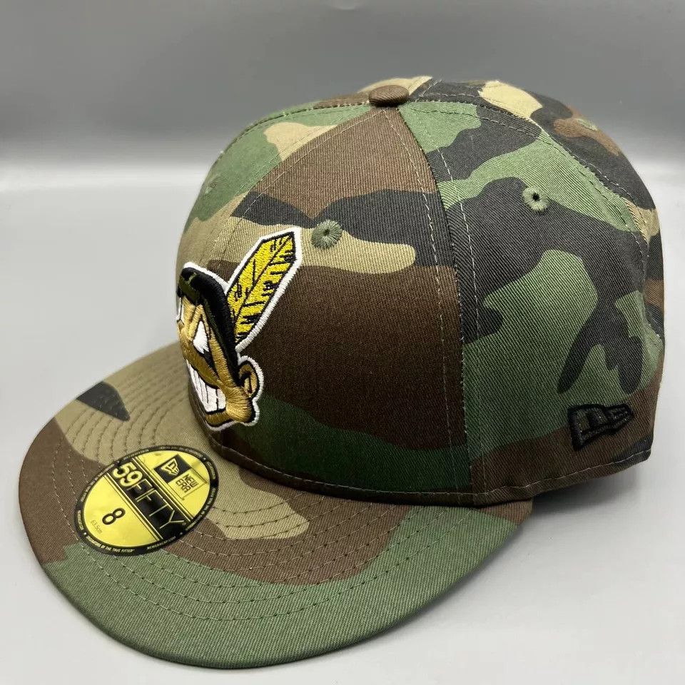 New Era Cleveland Indians Guardians Hat Men 8 Camo Fitted Cap New Size ONE SIZE - 3 Thumbnail