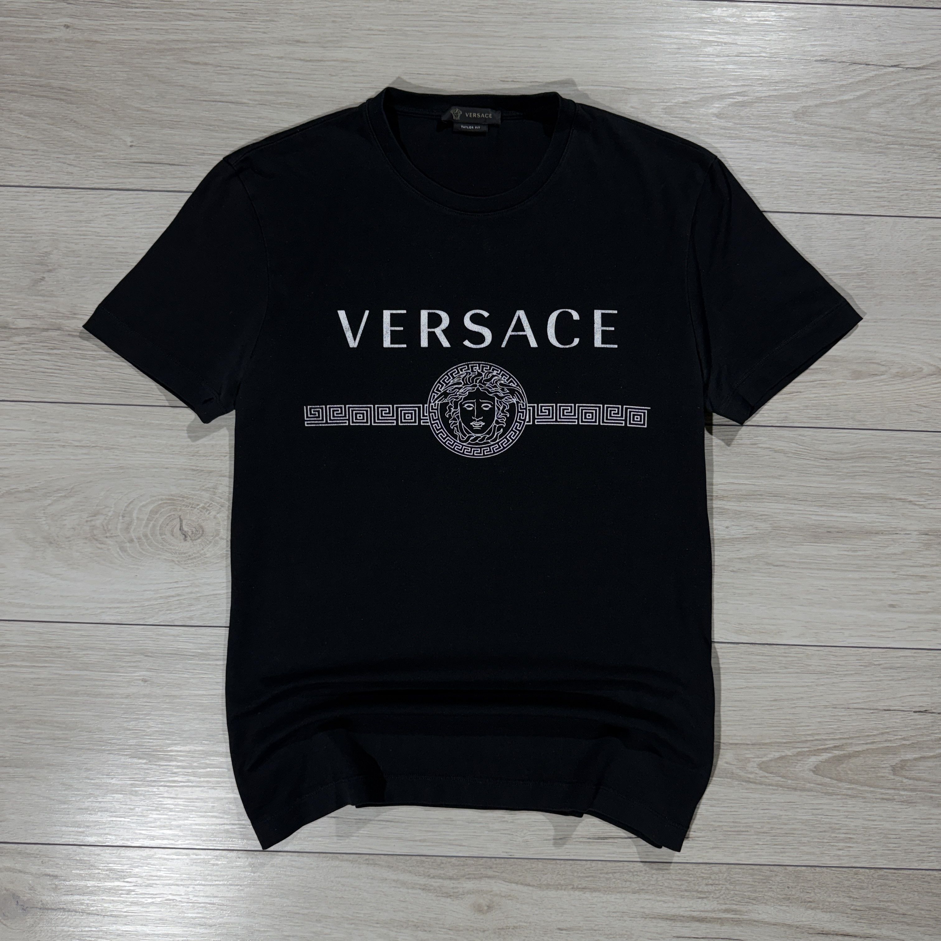 Versace Medusa Head Greek Fret Logo Black T-Shirt Size S