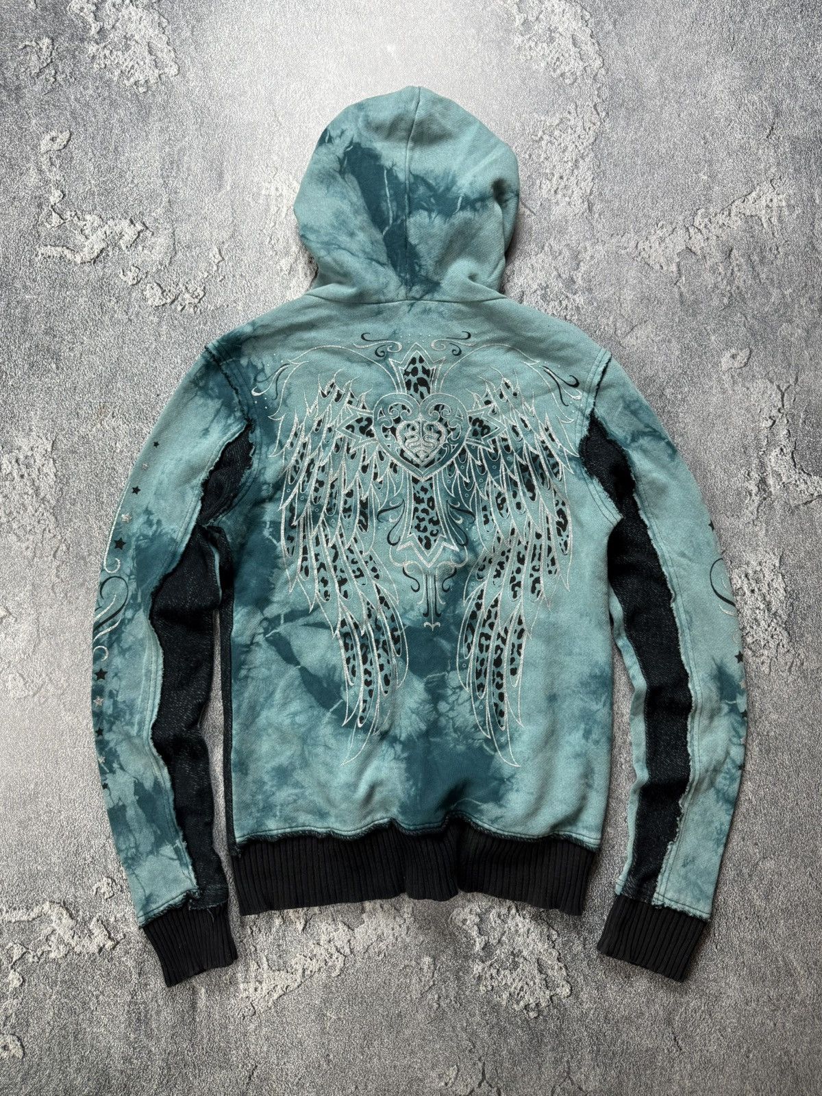 Affliction Sinful By Affliction Y2K Tribal Heart Wings Zip Hoodie LGB Size L / US 10 / IT 46 - 1 Thumbnail