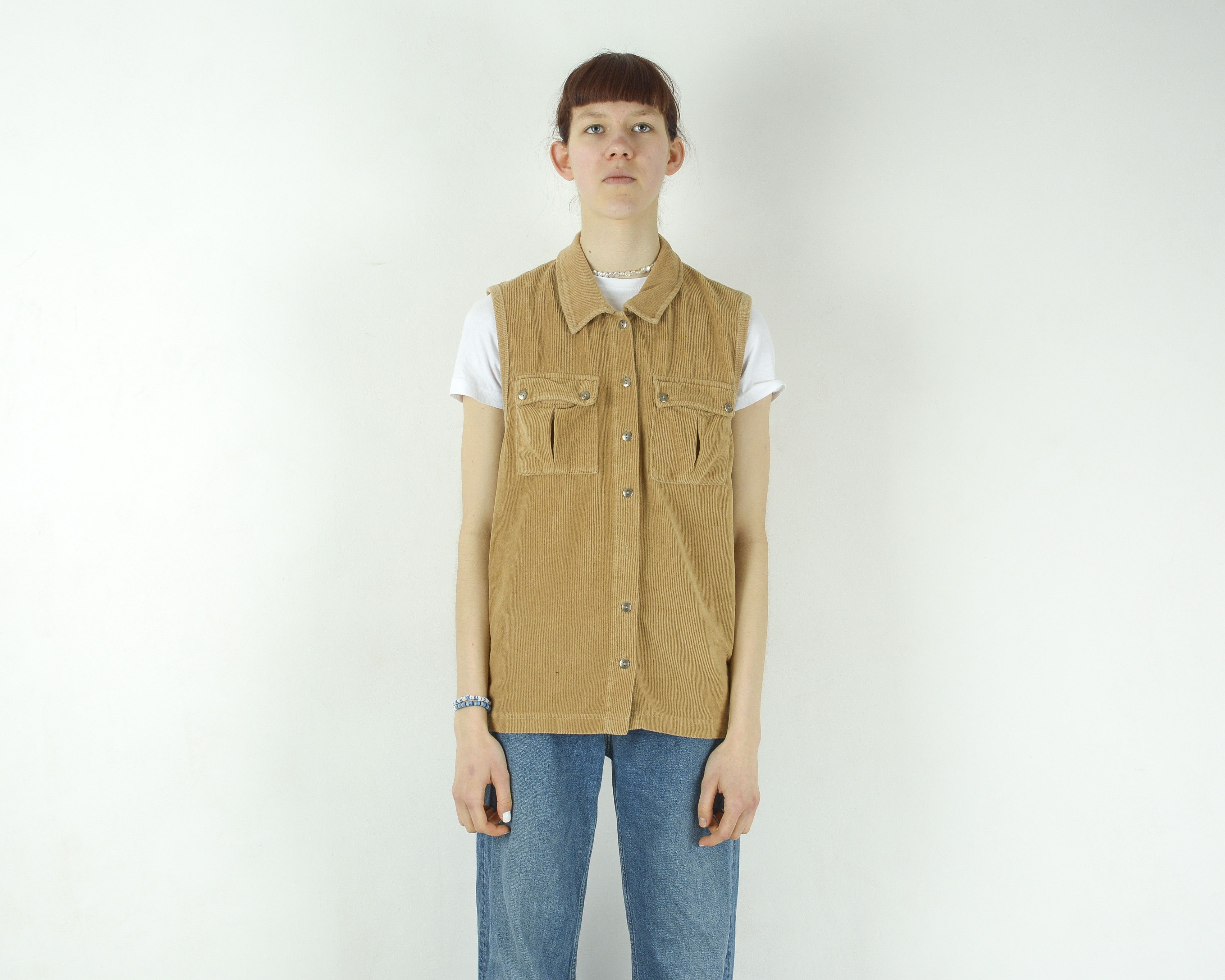Vintage IMAX Corduroy Waistcoat Cord Vest Button Up Tank Gilet Top Size M / US 6-8 / IT 42-44 - 1 Thumbnail