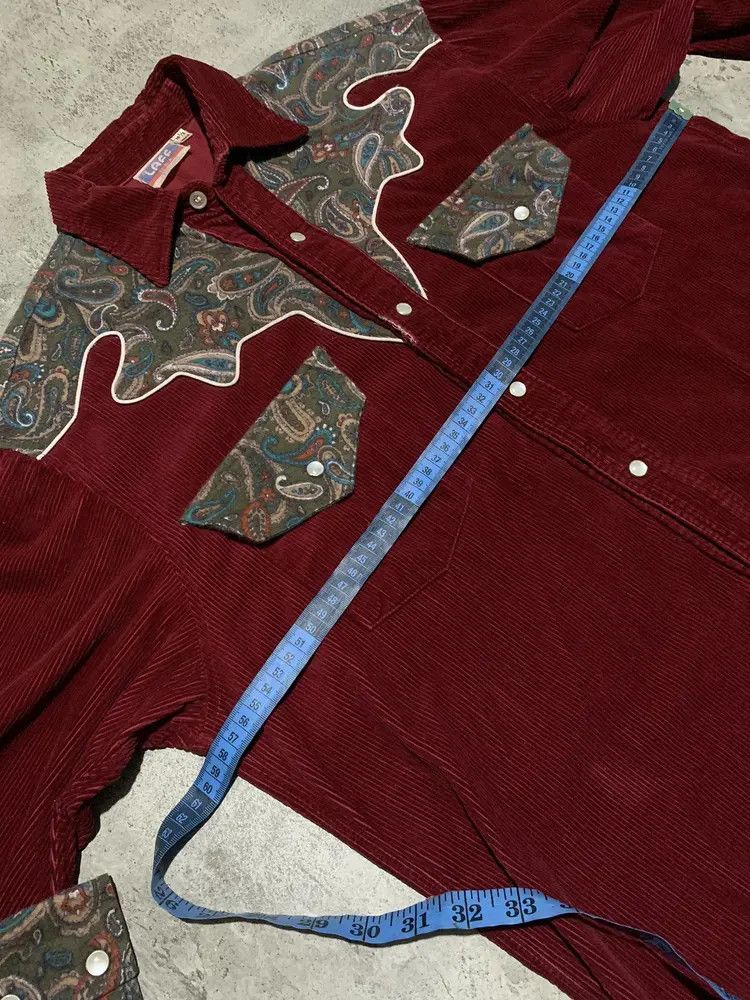 Vintage LAFF USA western paisley corduroy shirt marroon Size US M / EU 48-50 / 2 - 13 Thumbnail