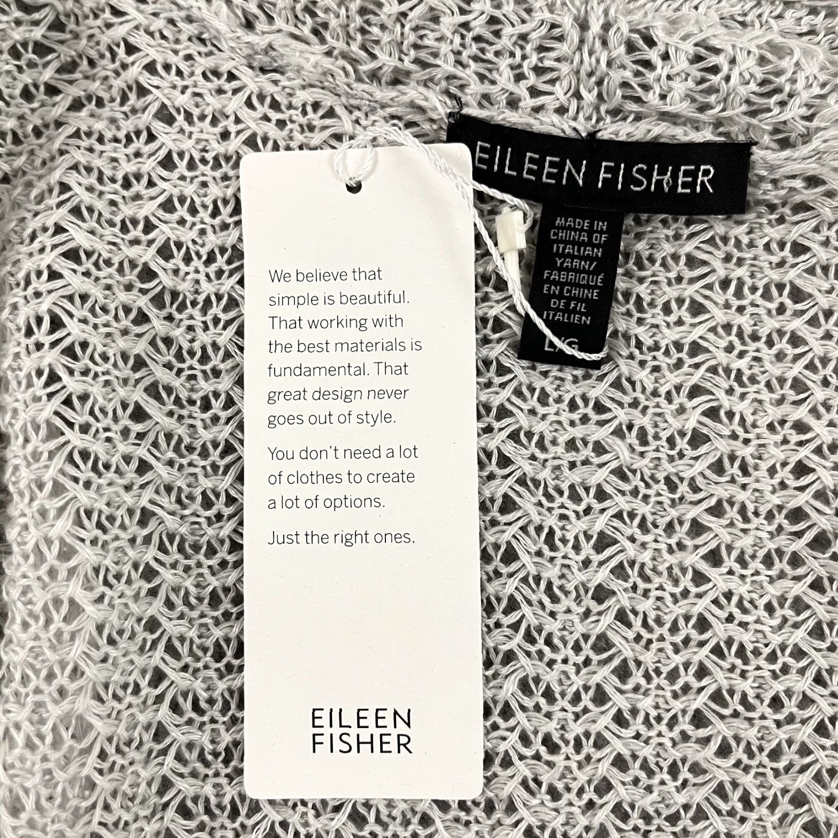 Eileen Fisher Eileen Fisher Cardigan Sweater Womens Large Gray Open-Knit Linen Long Sleeve Casual Size L / US 10 / IT 46 - 3 Thumbnail