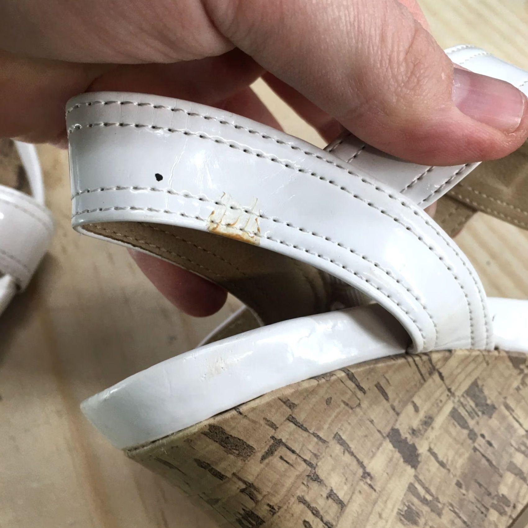 Kenneth Cole Kenneth Cole Reaction Sandals Womens 8 M Tea Cabin Wedge Slingback White Buckle Size US 8 / IT 38 - 6 Thumbnail