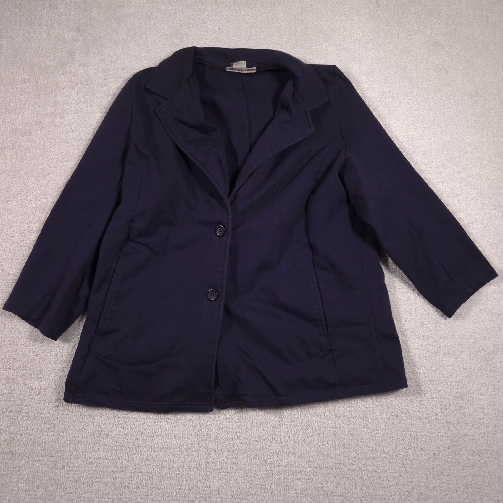 Vintage Woman Within Blazer Womens 18/20 Blue 3/4 Sleeve Button Front Plus Size Jacket Size XXL / US 16-18 / IT 52-54 - 2 Thumbnail
