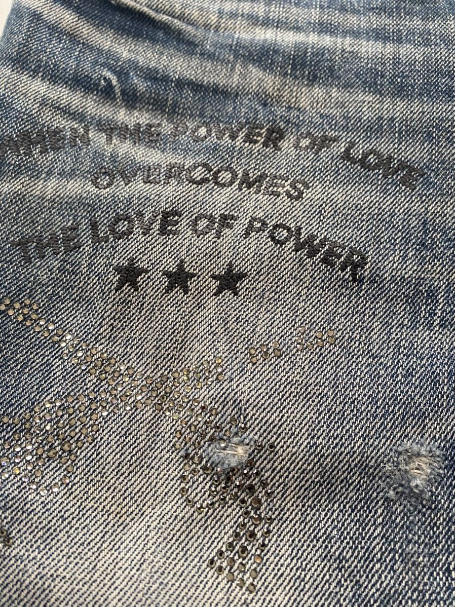 Roar Roar Crossgun Swarovski Distress Jeans Size US 31 - 8 Thumbnail