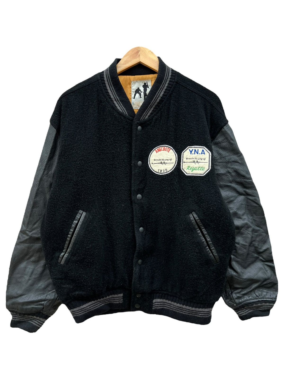 Sports Specialties Vintage Anecoote Embroidered Black Leather Varsity Jacket Size US L / EU 52-54 / 3 - 2 Thumbnail