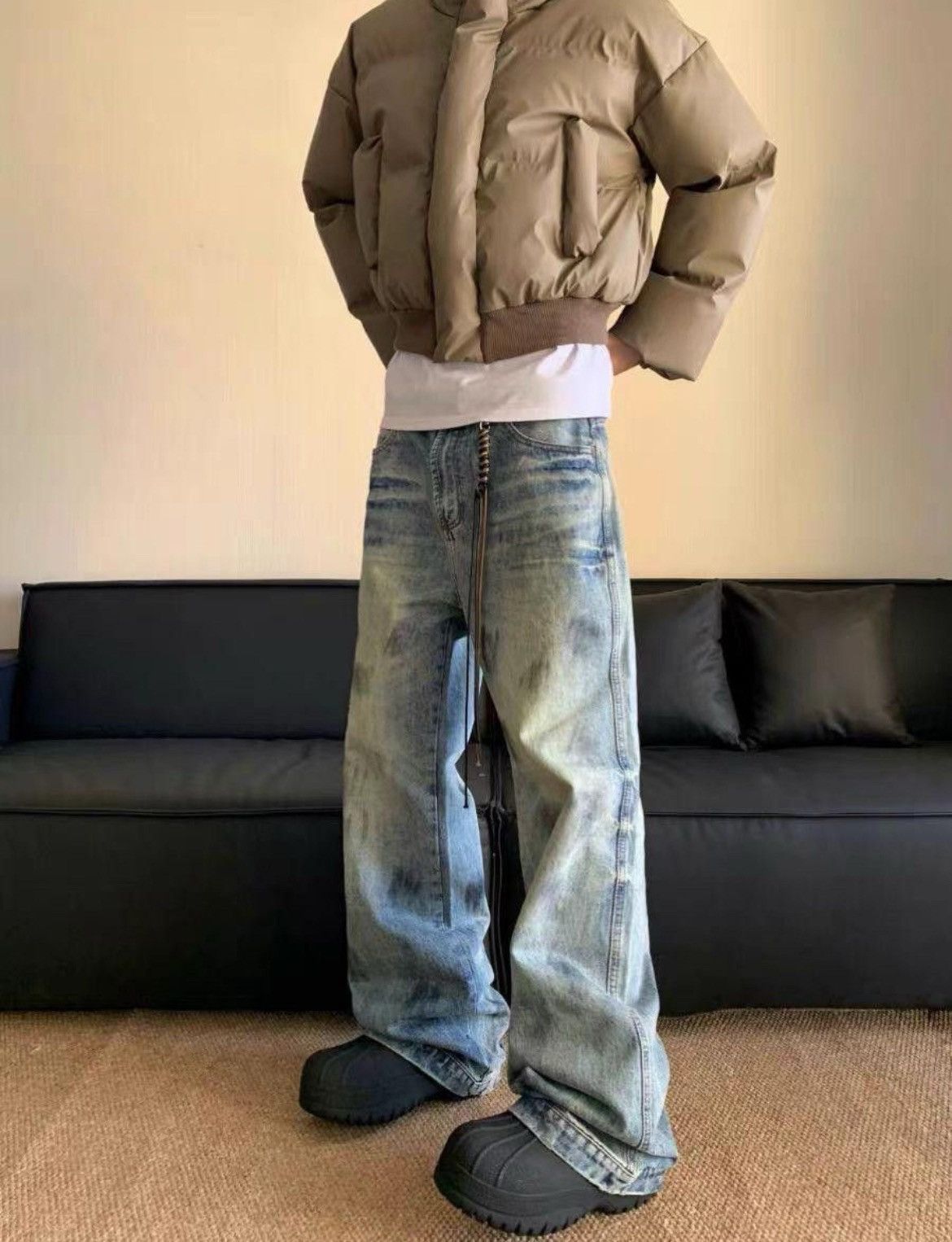 Jean Painted Baggy Washed Denim Jeans Size US 34 / EU 50 - 4 Thumbnail