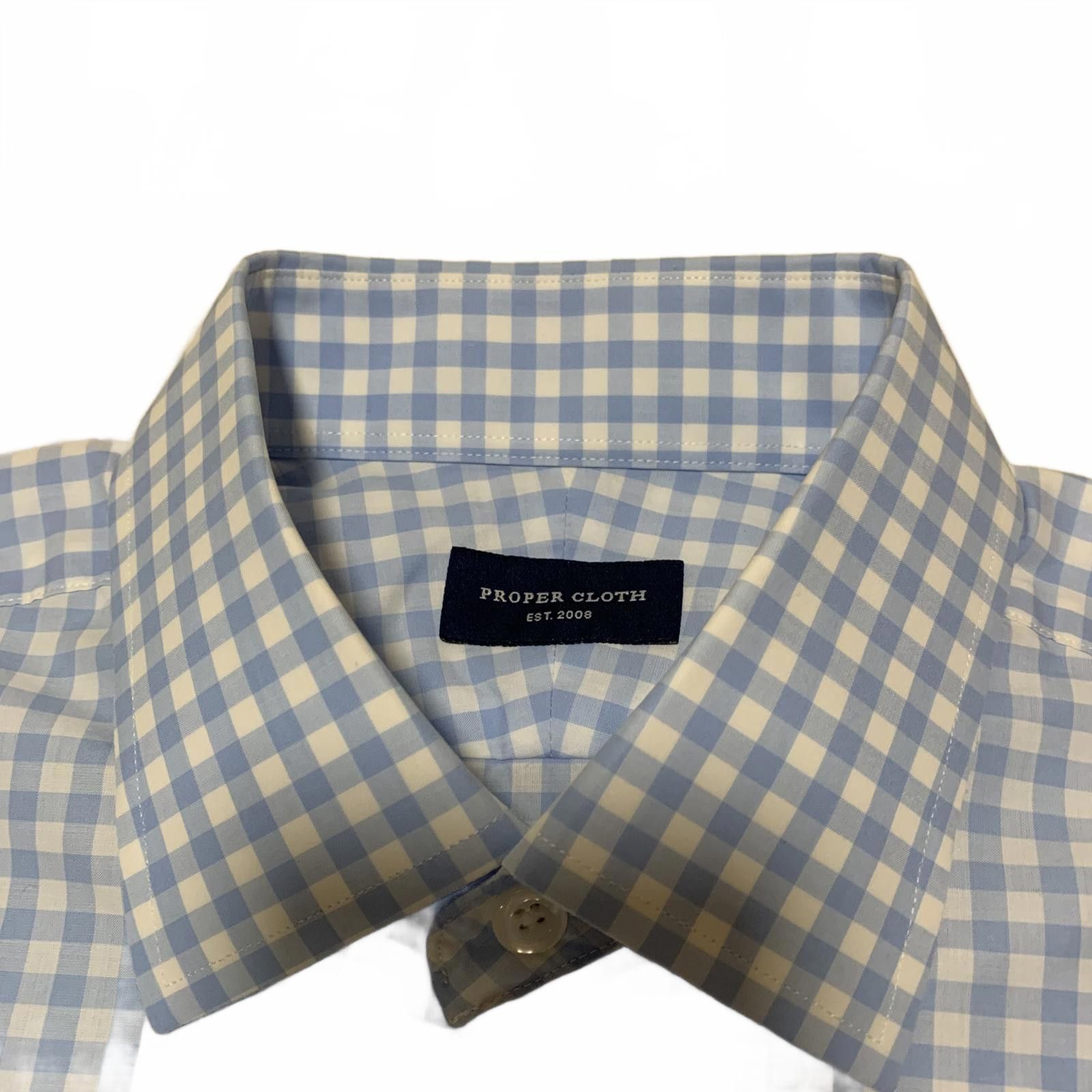 Proper Cloth Proper Cloth Men's Small Light Blue Check Dress Shirt Size US S / EU 44-46 / 1 - 3 Thumbnail