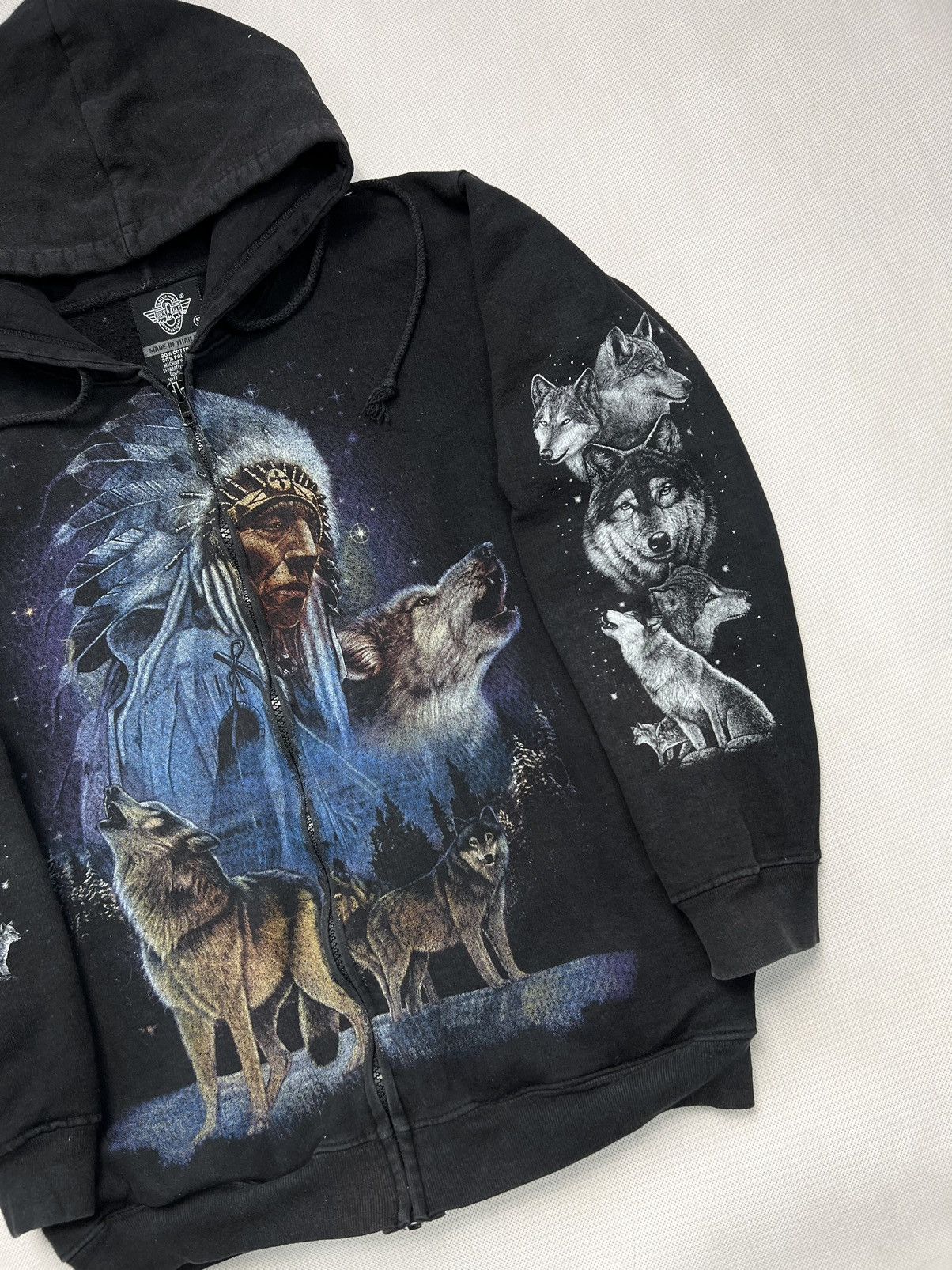 Vintage Hoodie Indian Wolf Rock Eagle vintage zipped Size US S / EU 44-46 / 1 - 2 Thumbnail