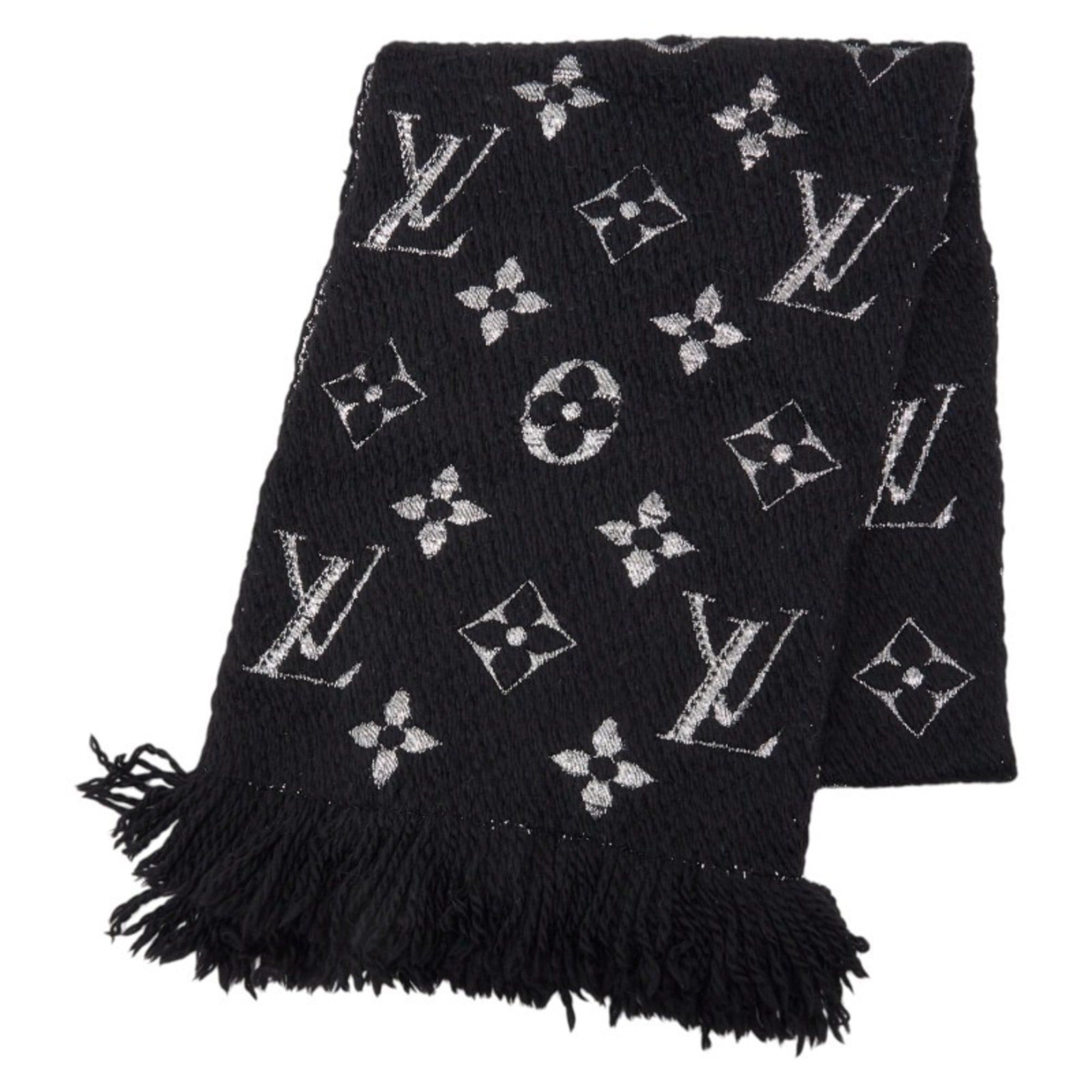 Louis Vuitton Louis Vuitton Echarpe Logomania Shine Scarf M75833 Noir Black Wool and Silk Women's LOUIS VUITTON Size ONE SIZE - 1 Thumbnail