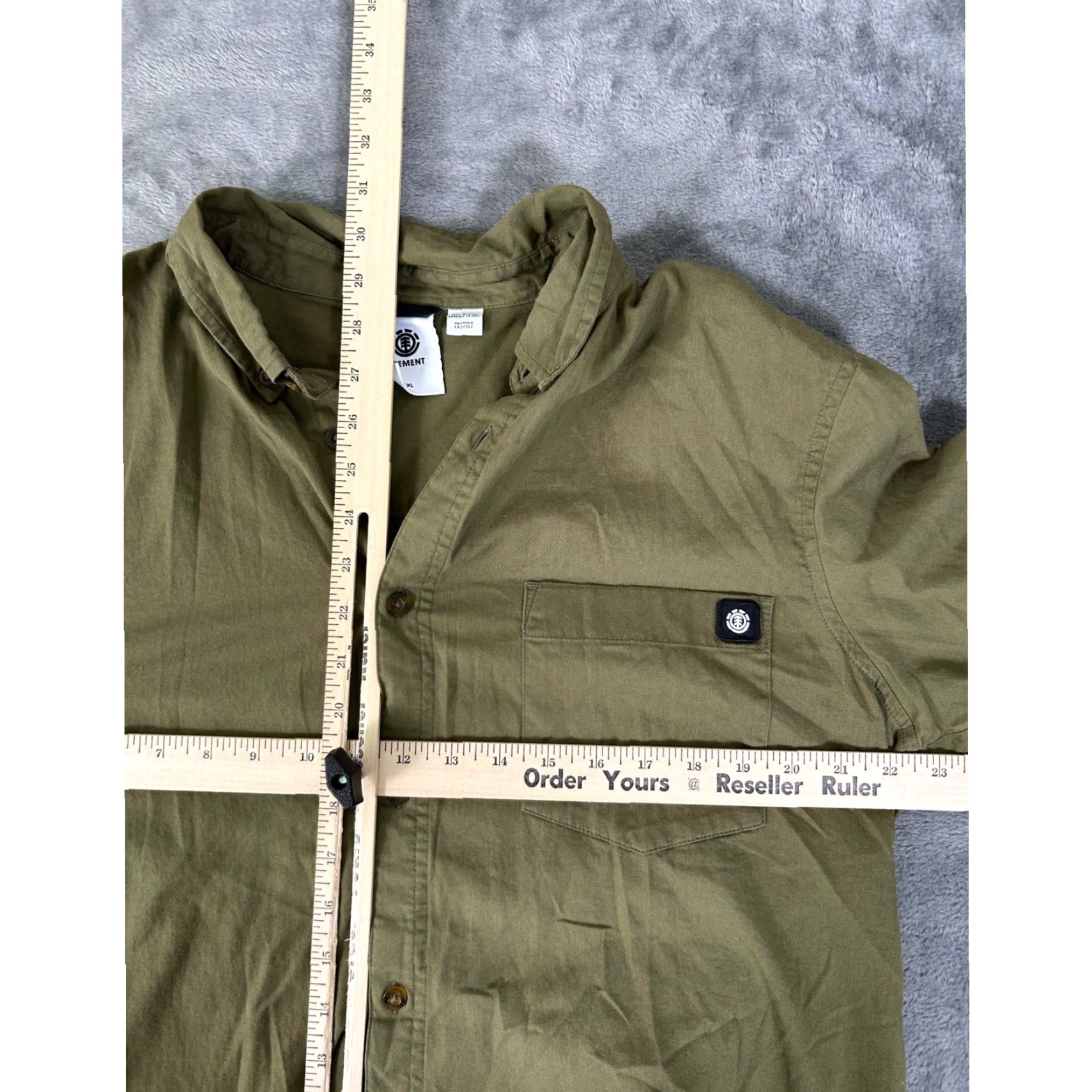 Element Element Shirt XL Mens Olive Green Short Sleeve Button-Up Collared Pocket Breathable Lightweight Vintage No Size US XL / EU 56 / 4 - 4 Thumbnail