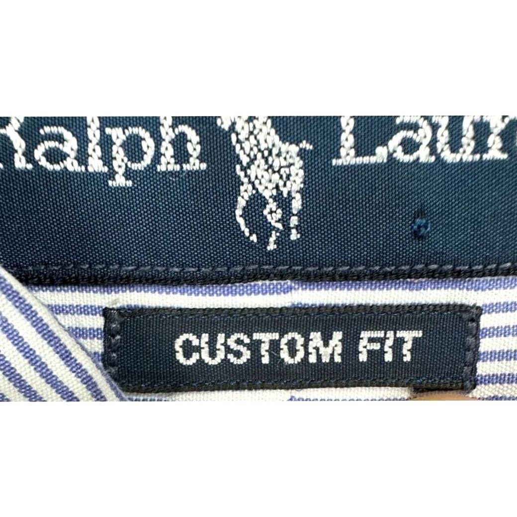 Ralph Lauren Ralph Lauren Shirt Mens 2XL Blue Striped Button Down Pony Custom Fit Dress Shirt Size 48R - 4 Thumbnail