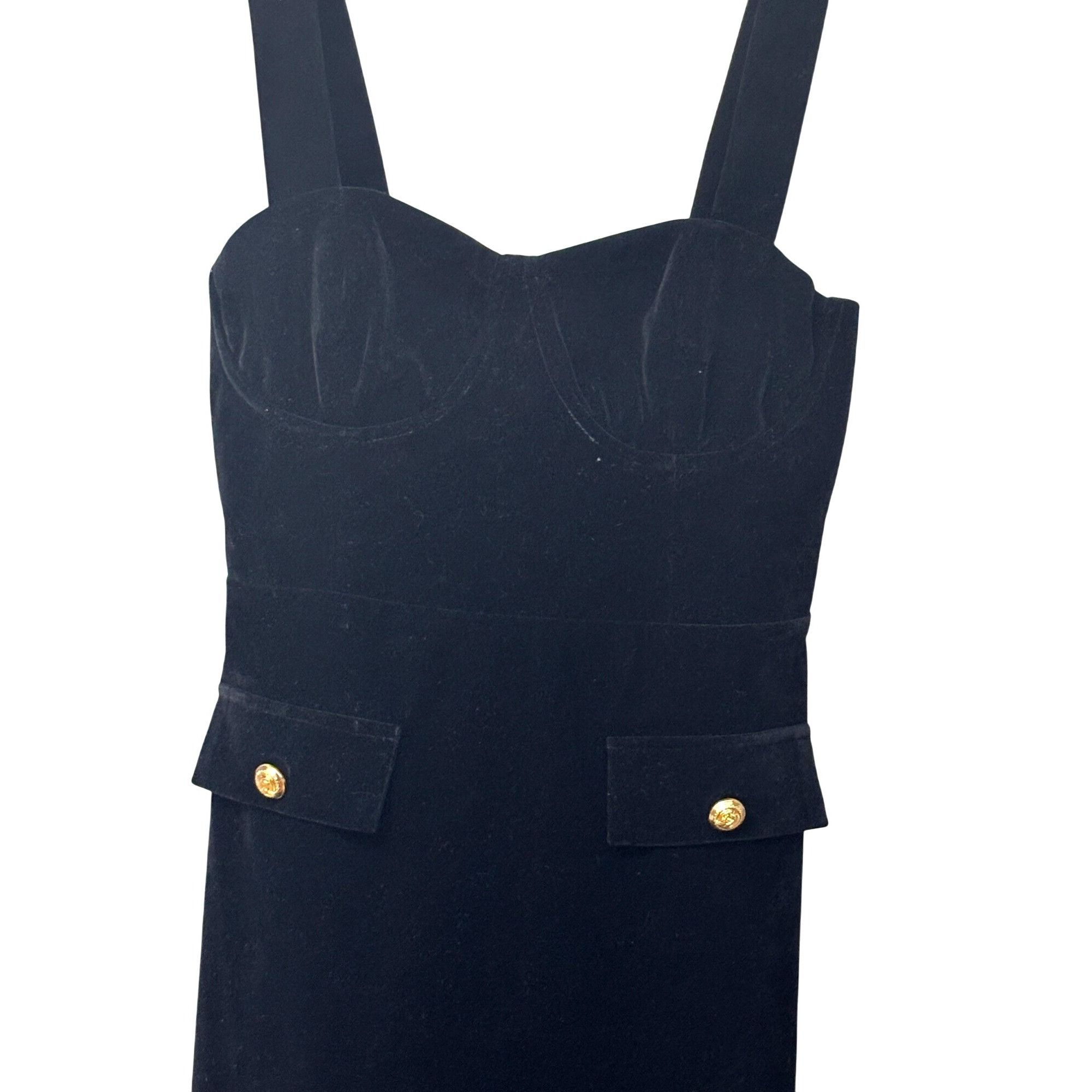 Other Endless Rose Open Back Velvet Midi Bustier Dress, Black, Sz. Size S / US 4 / IT 40 - 10 Thumbnail