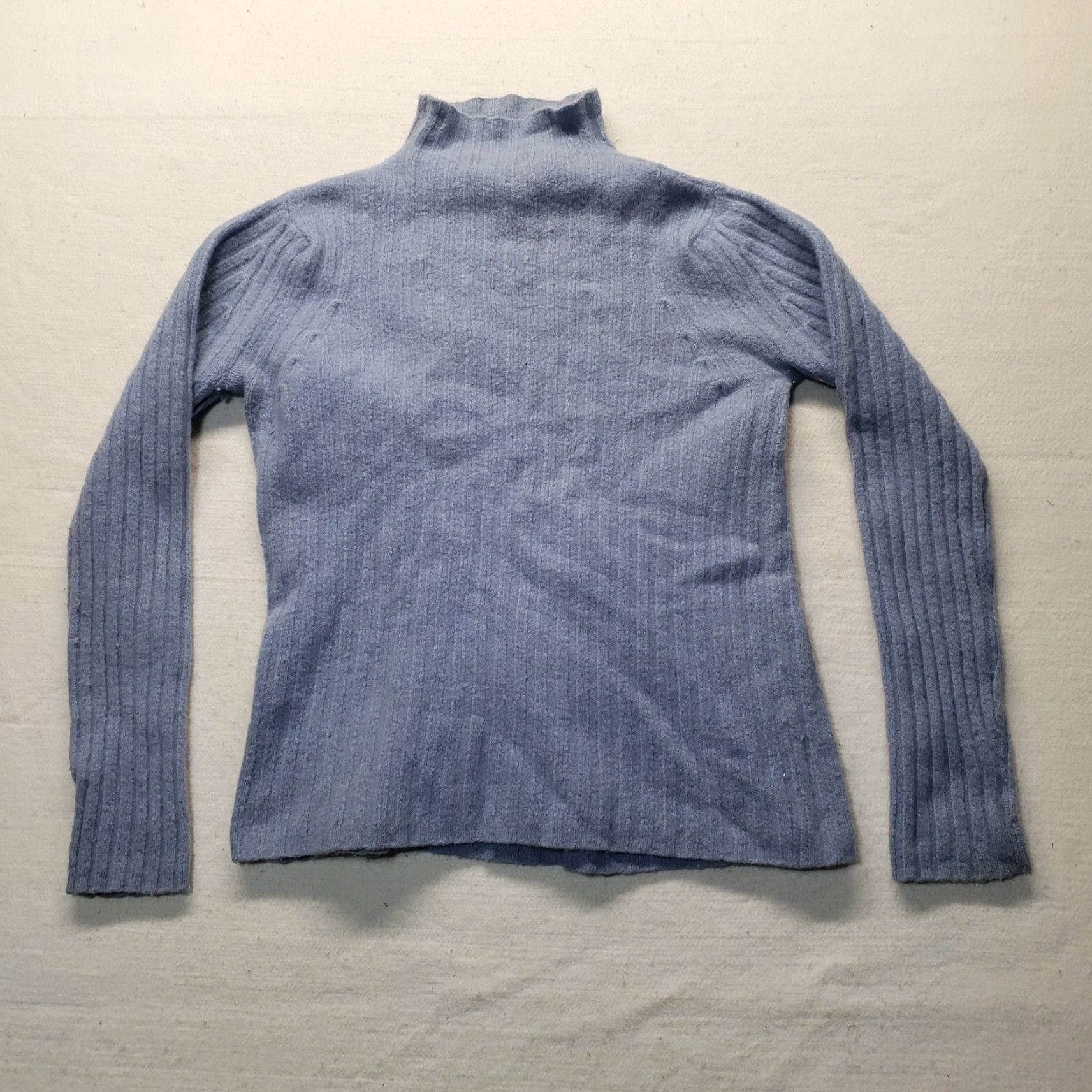 Express EXPRESS Sweater Shirt Solid Blue Turtleneck 45% Merino Wool Adult M Womens Slim Pullover Boys Girls 45% Merino Wool Size M / US 6-8 / IT 42-44 - 7 Thumbnail