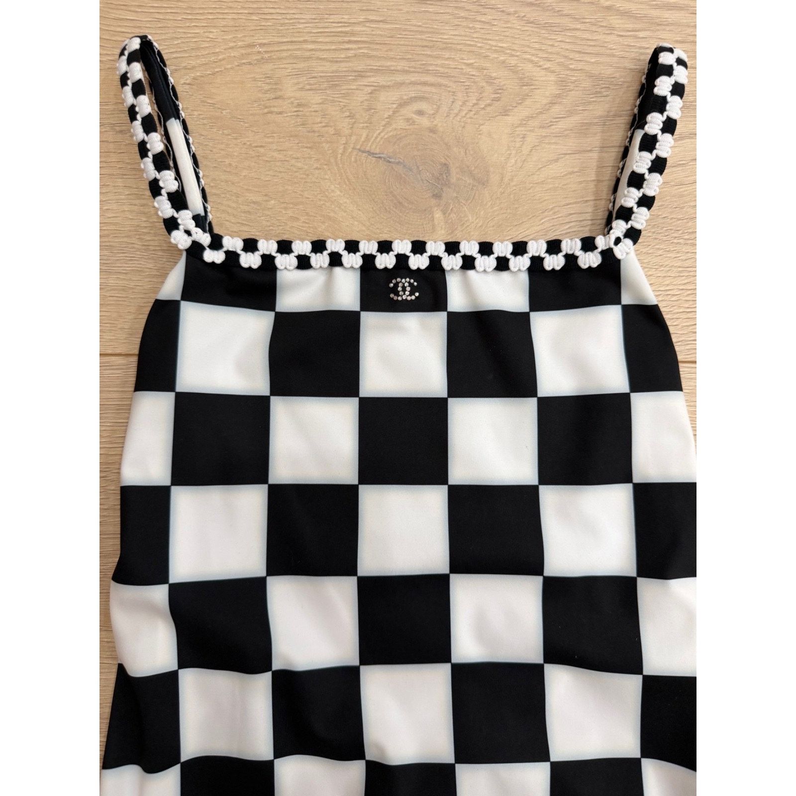 Chanel Chanel 23C Black White Checker Crystal CC Logo One Piece 36 Size XS / US 0-2 / IT 36-38 - 5 Thumbnail