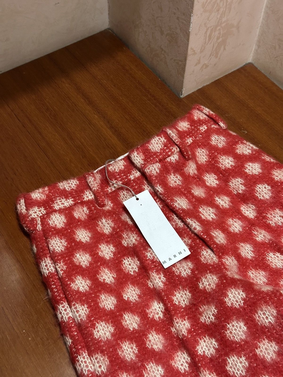 Marni Marni DINGYUN ZHANG fw23 Mohair red & white dots pants Size 27" / US 4 / IT 40 - 4 Thumbnail