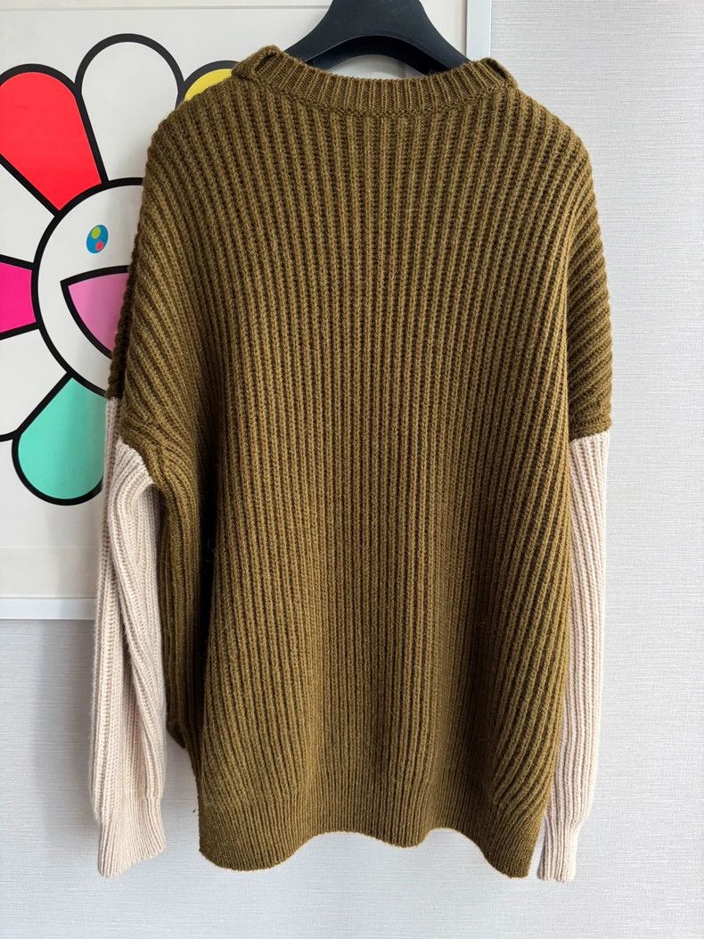 Loewe LOEWE Green and white long-sleeve wool sweater Size M / US 6-8 / IT 42-44 - 2 Thumbnail