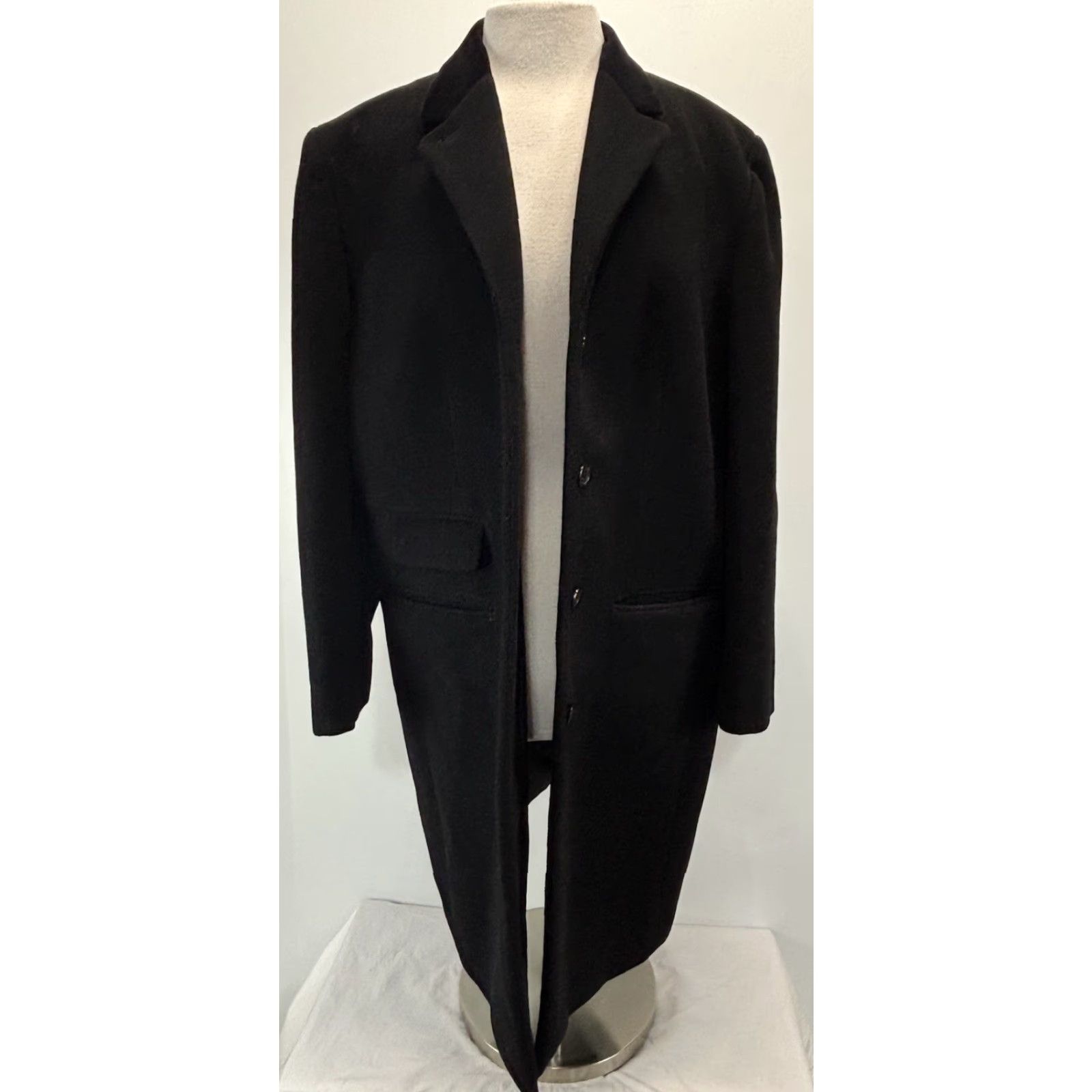 Ralph Lauren VINTAGE Lauren Ralph Lauren Coat Wool 100% Mid-Length 14W Plus Women Black Long Sleeve Button Moth-Damage Read Size XL / US 12-14 / IT 48-50 - 5 Thumbnail